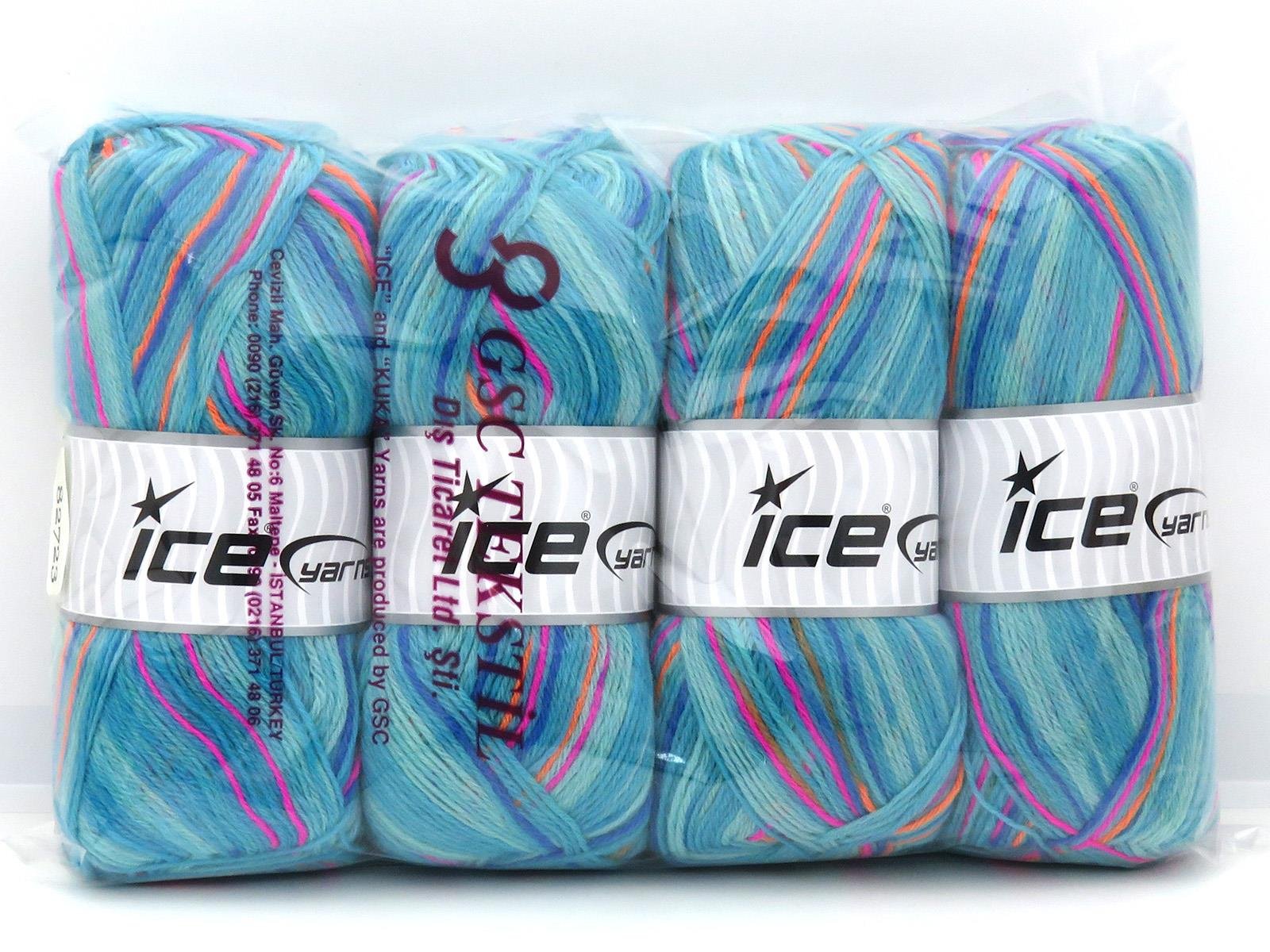 Sock Varicolor Green, Pink, Blue, Orange, Turquoise Shades