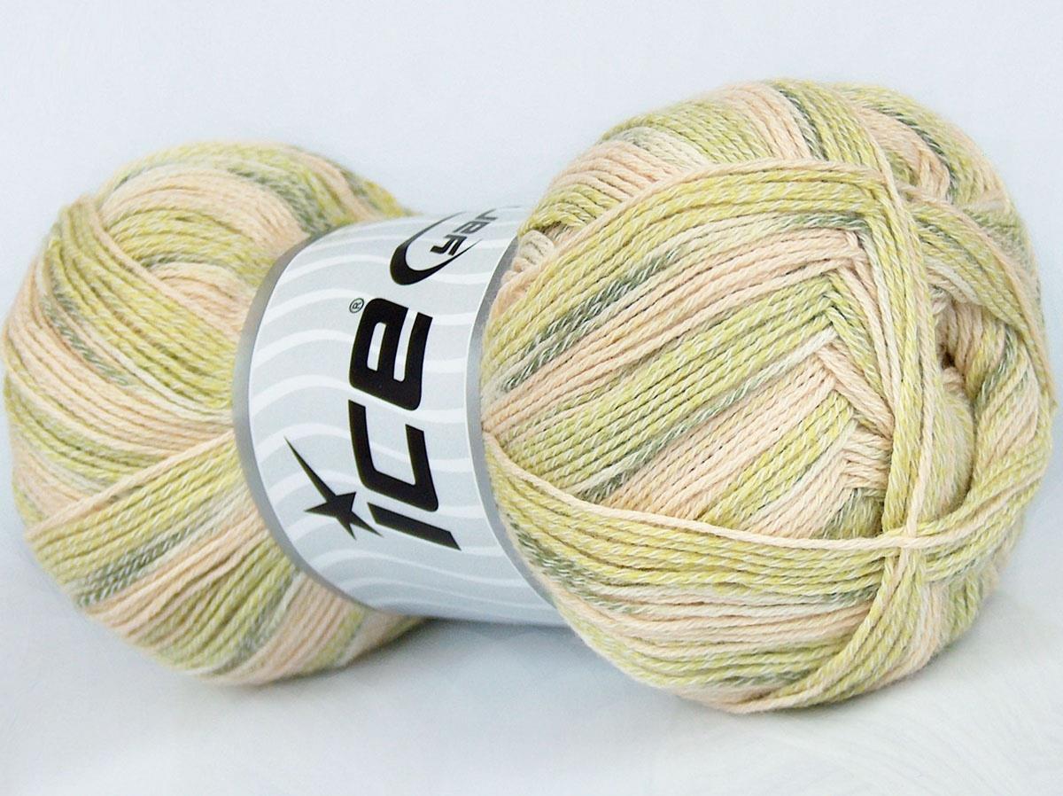 Super Cotton Sock Green Shades, Cream Shades