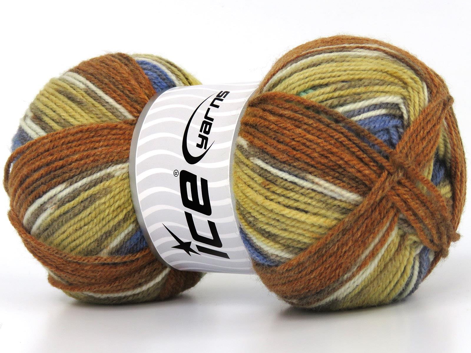 Wool Design Blue, White, Brown Shades