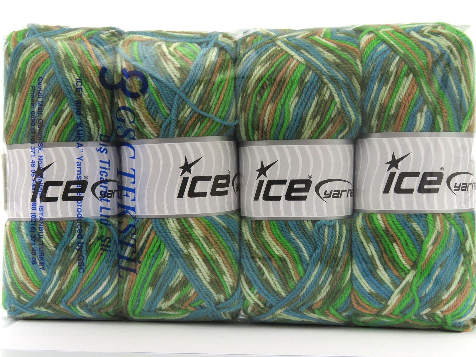 Wool Design Cream, Turquoise, Green Shades