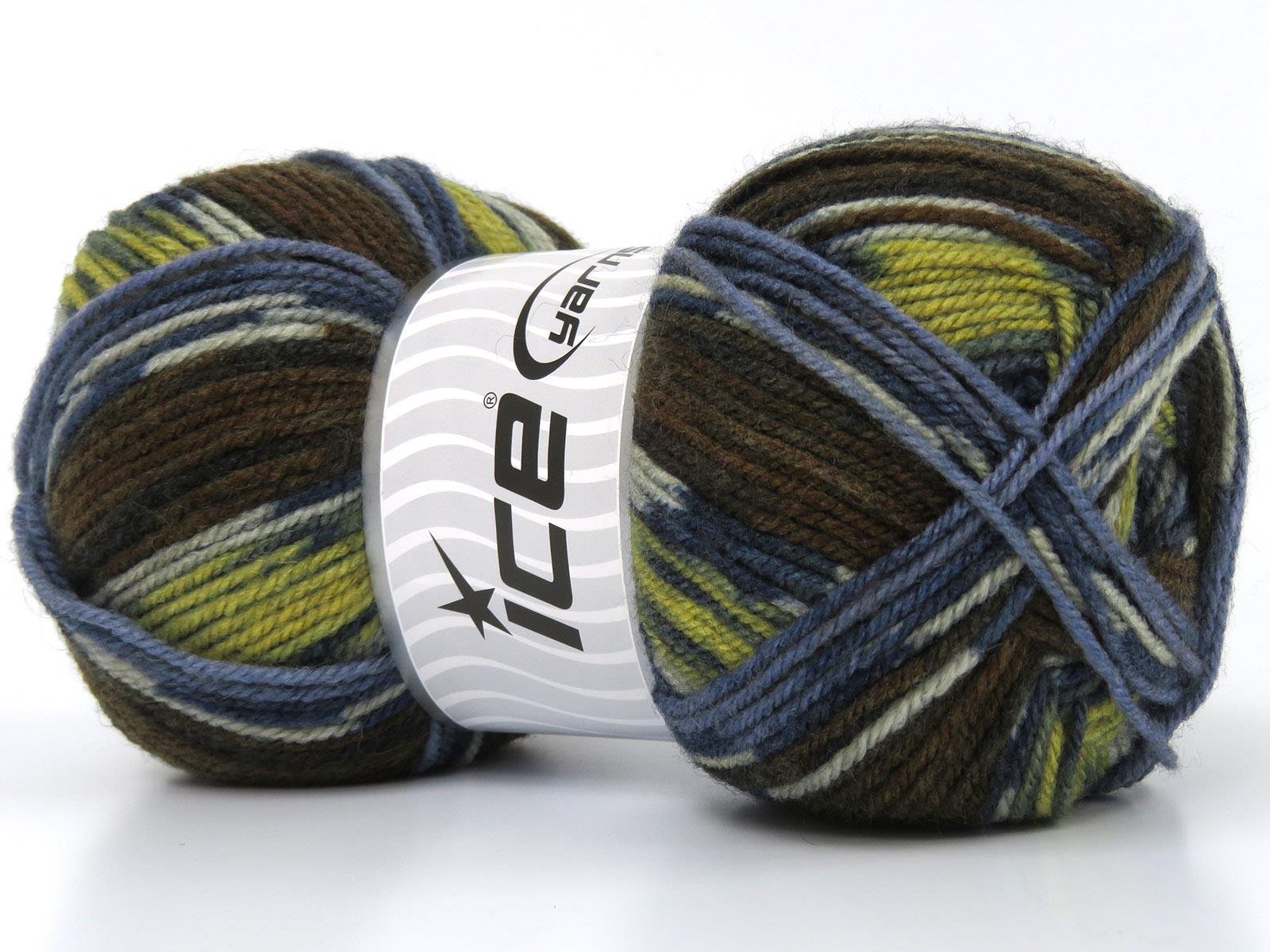 Wool Design White, Brown Shades, Blue Shades, Olive Green