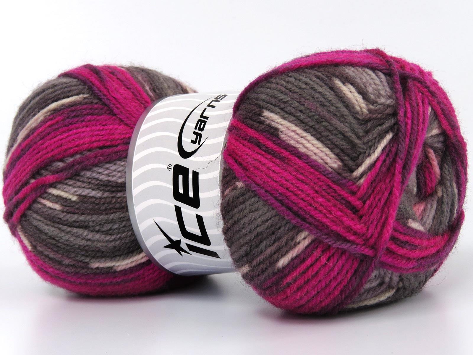 Wool Design White, Maroon, Fuchsia, Grey Shades