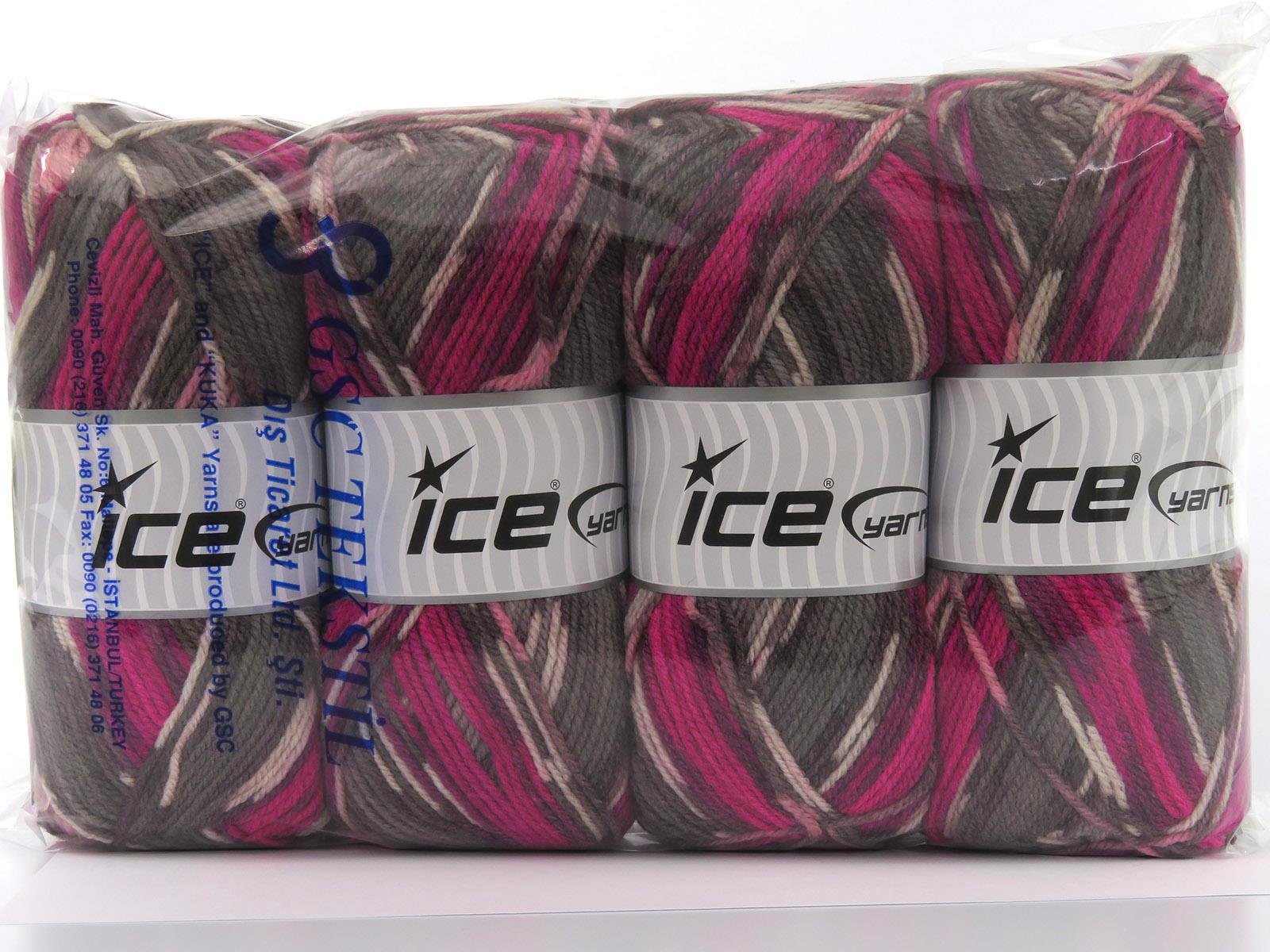 Wool Design White, Maroon, Fuchsia, Grey Shades