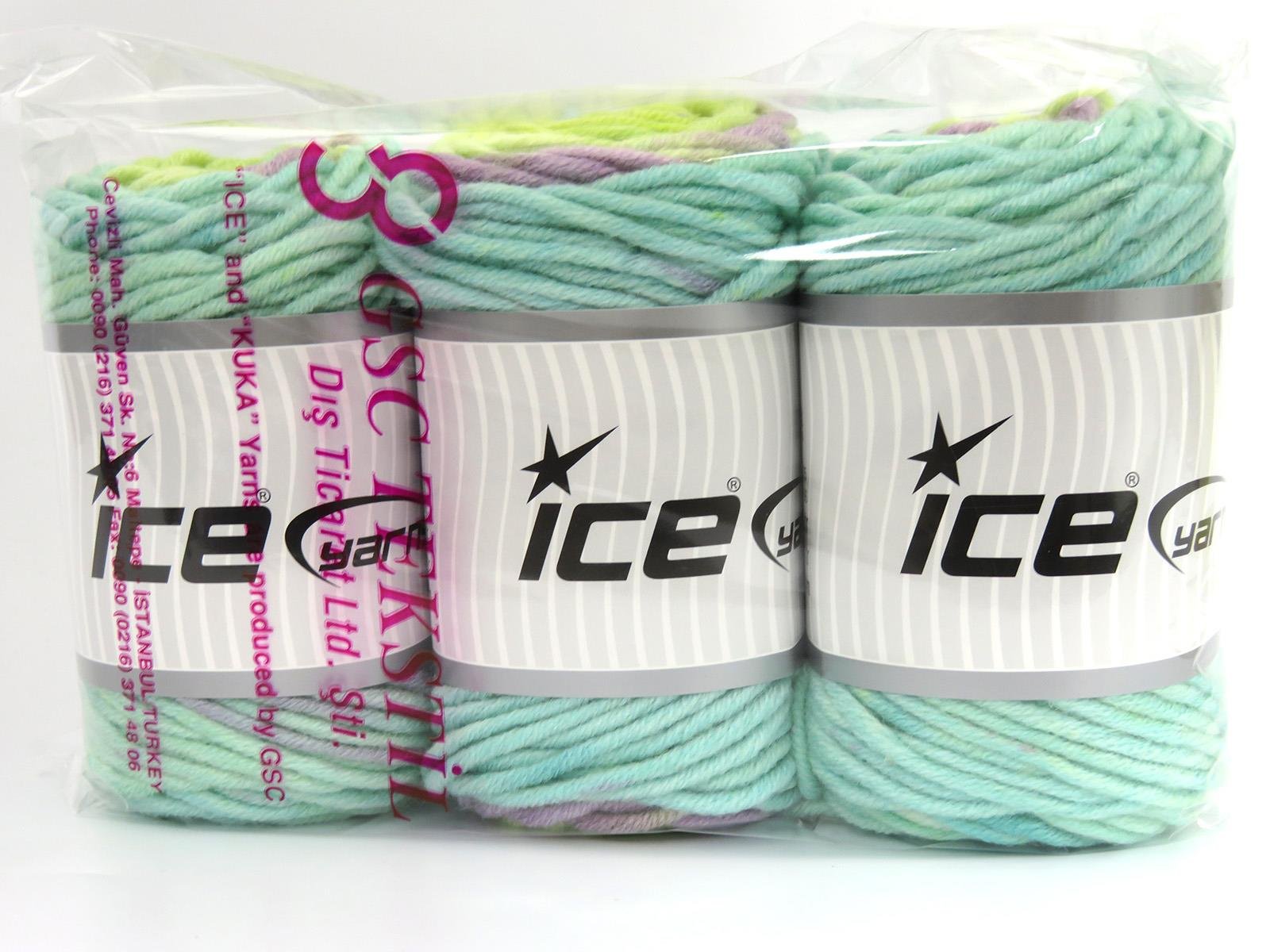 Wool Superbulky Batik Lilac, Camel, Green Shades