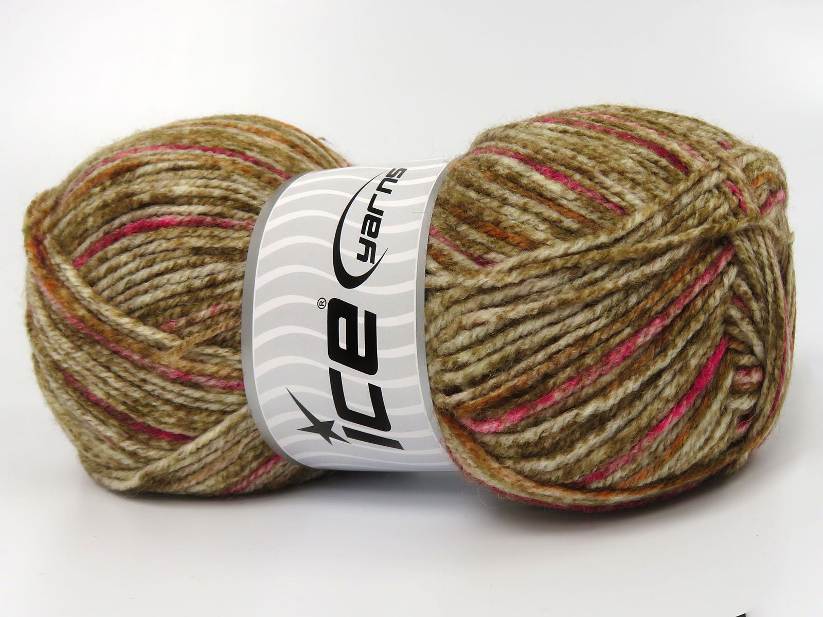Wool Varicolor Light Orange, Brown Shades, Fuchsia