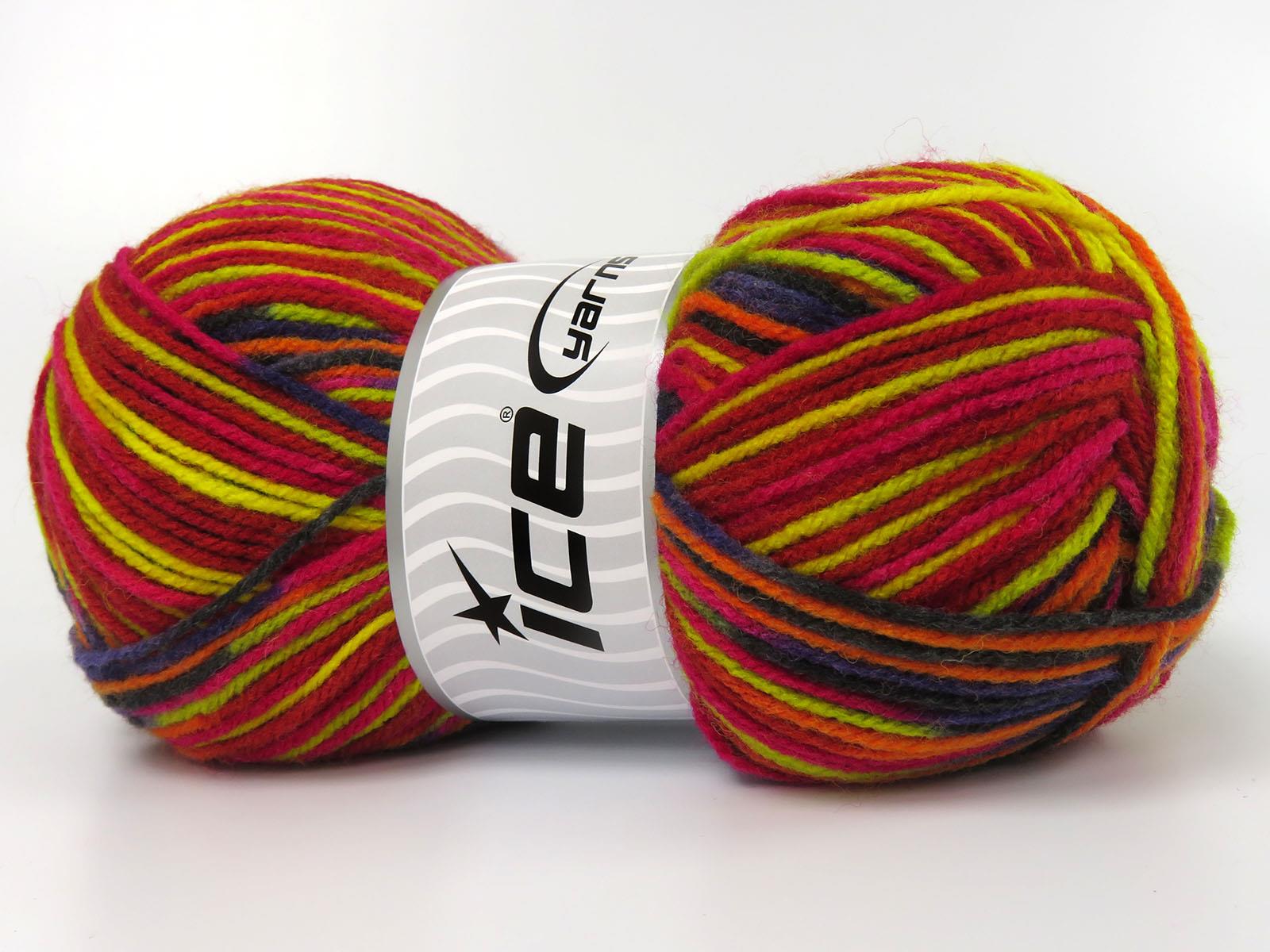 Wool Varicolor Light Pink, Black, Orange, Yellow, Grey, Gold