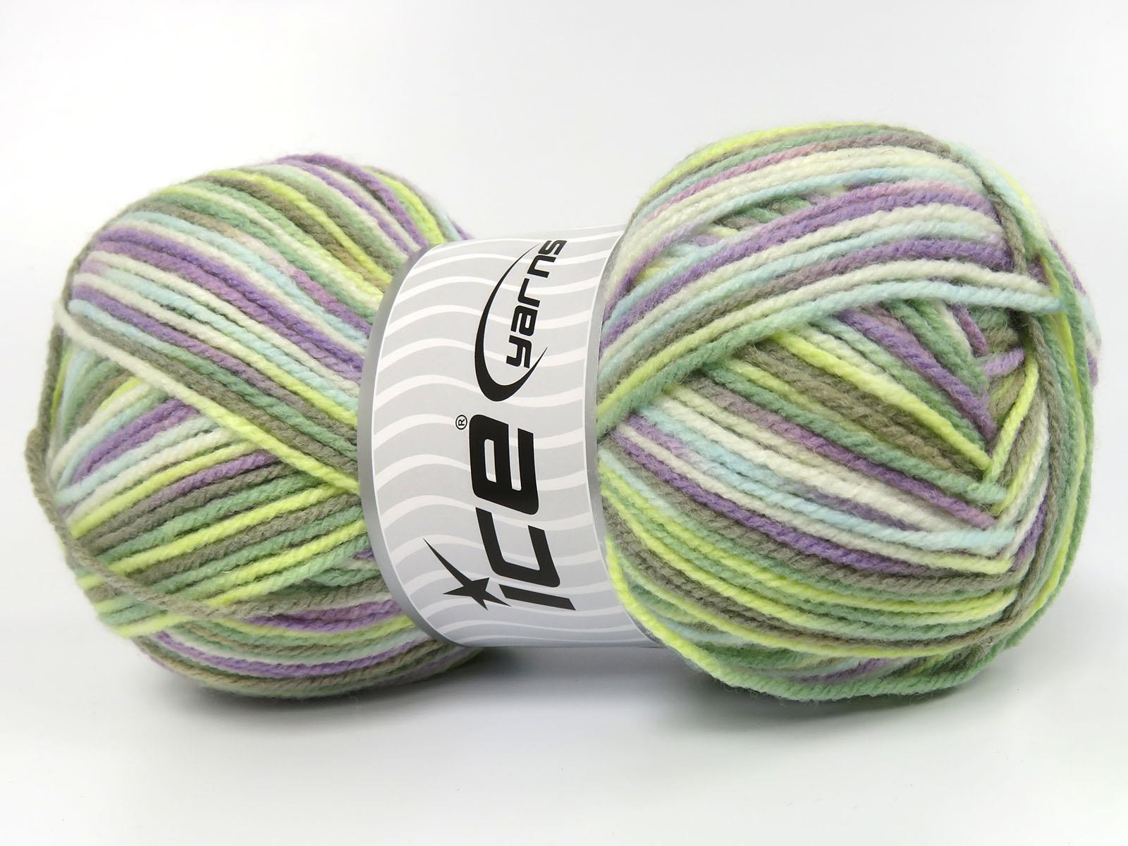 Wool Varicolor Light White, Lilac, Green Shades, Beige