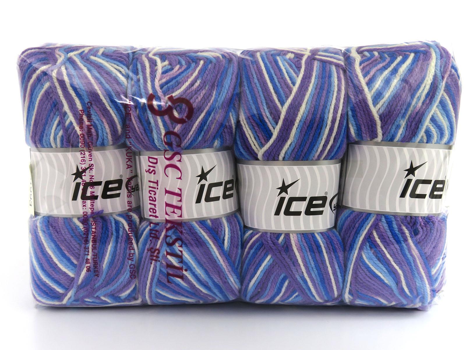 Wool Varicolor Light White, Lilac Shades, Blue Shades