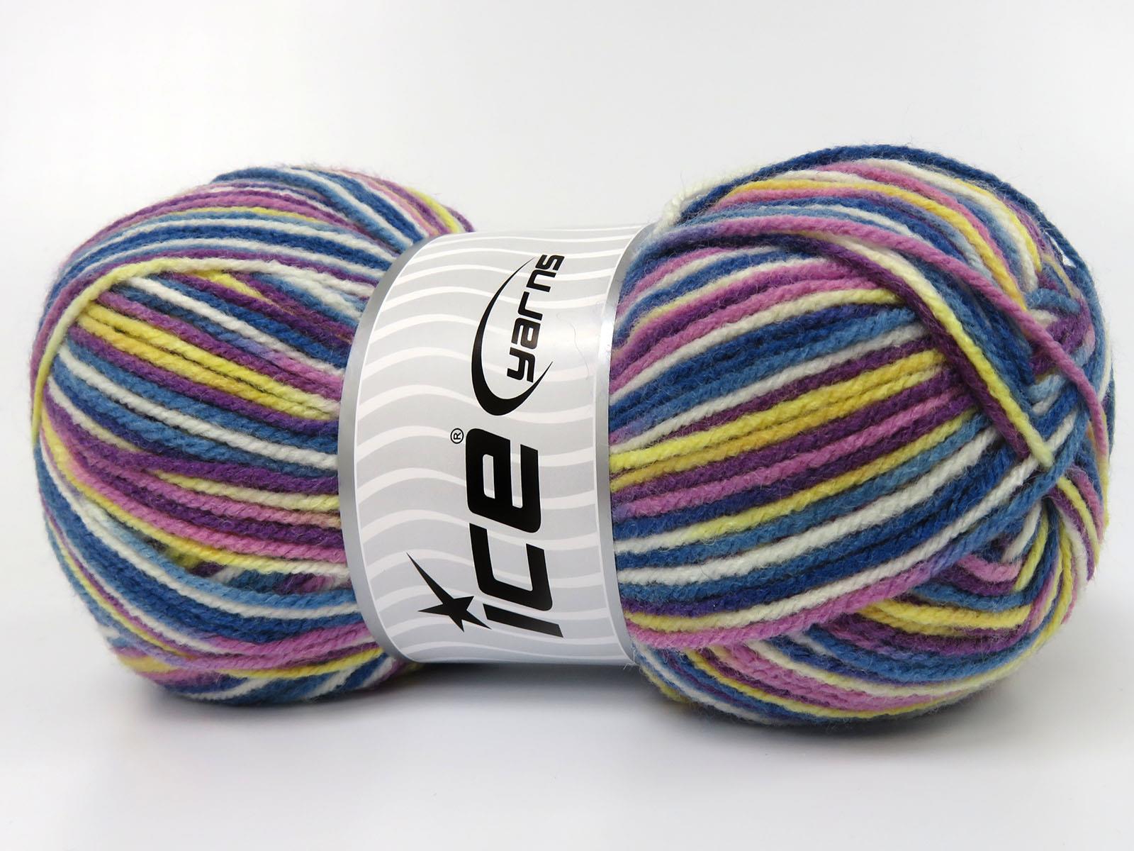 Wool Varicolor Light White, Yellow, Pink Shades, Blue Shades