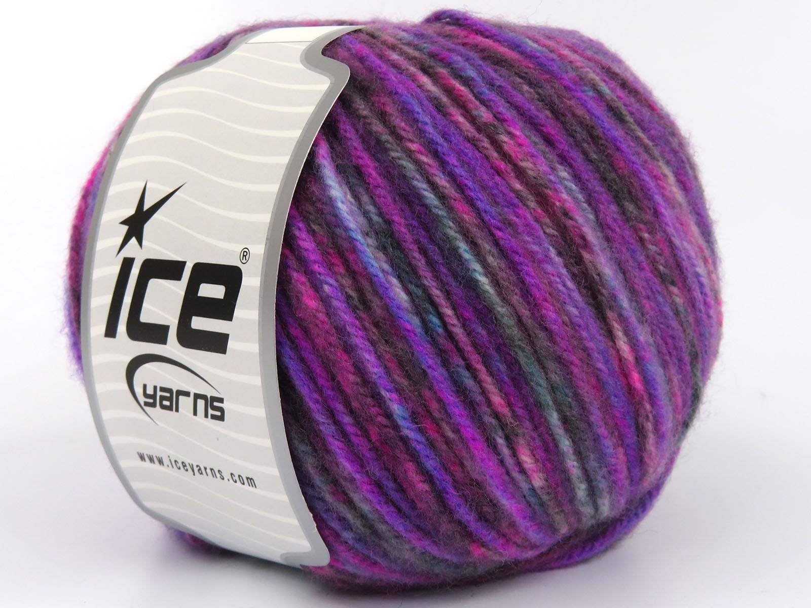 Wool Varicolor Worsted Black, Blue, Grey, Purple Shades