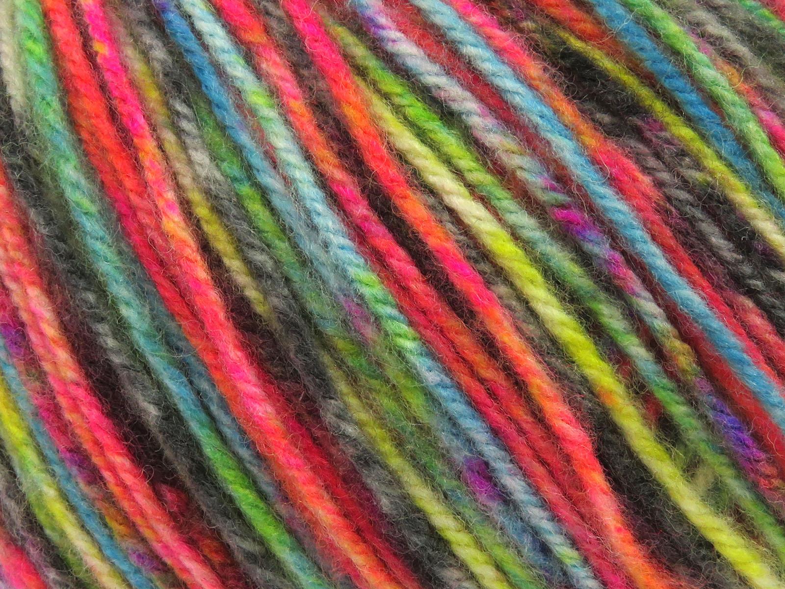 Wool Varicolor Worsted Brown, Black, Neon Colors