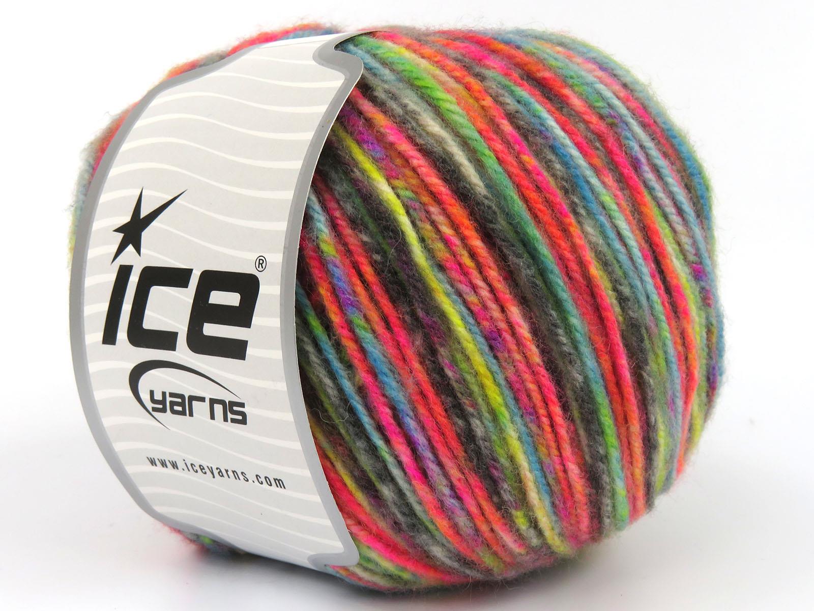 Wool Varicolor Worsted Brown, Black, Neon Colors