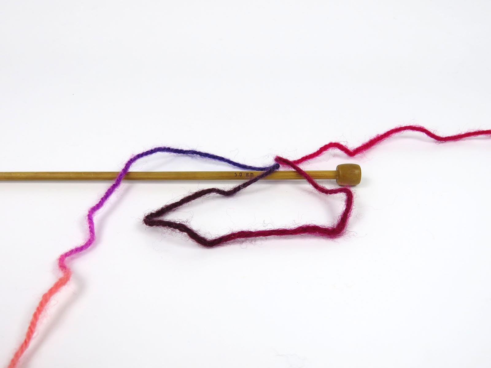 Wool Varicolor Worsted Pink Shades, Burgundy Shades, Purple Shades