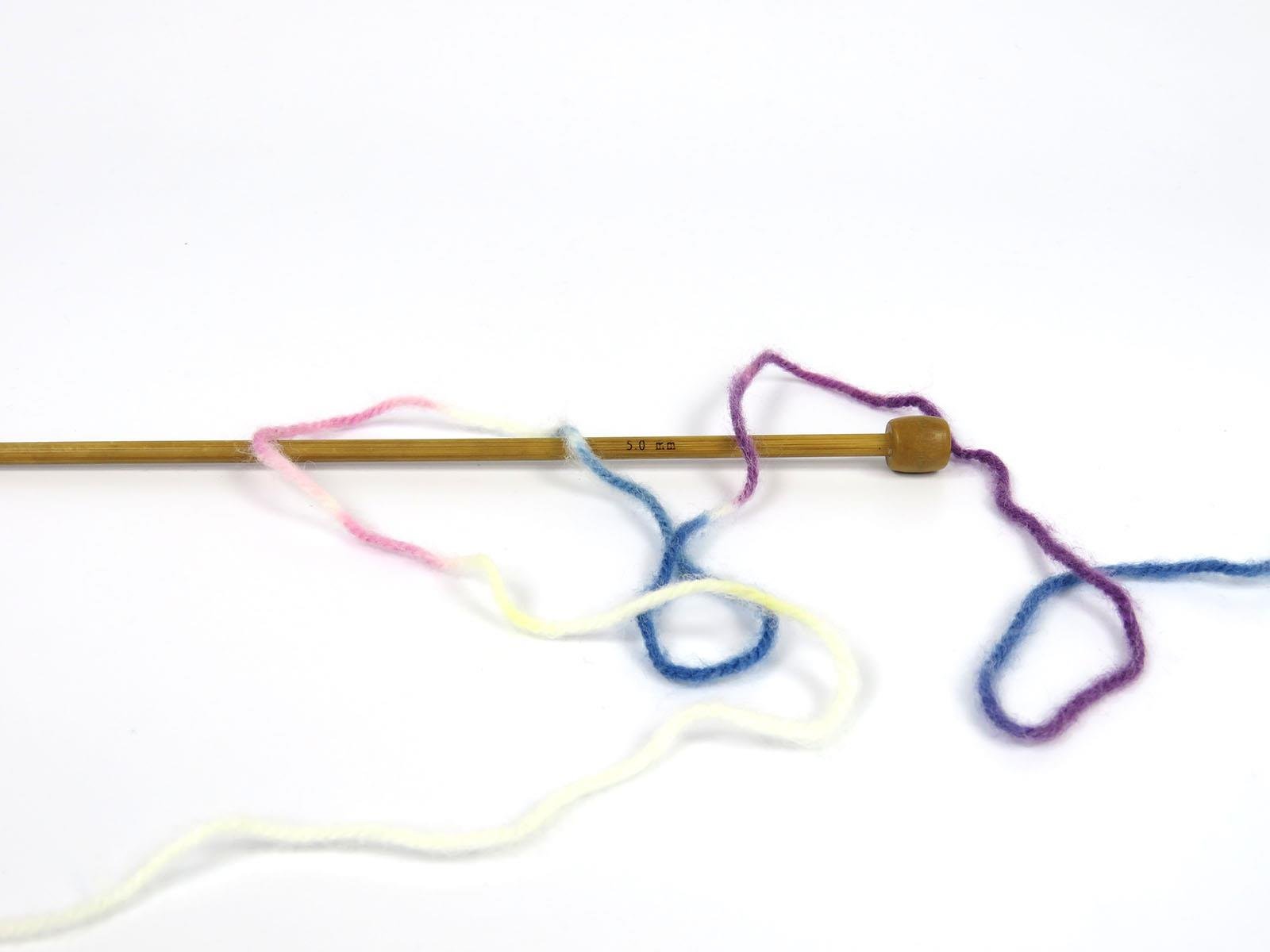 Wool Varicolor Worsted Pink, White, Purple, Yellow, Blue Shades