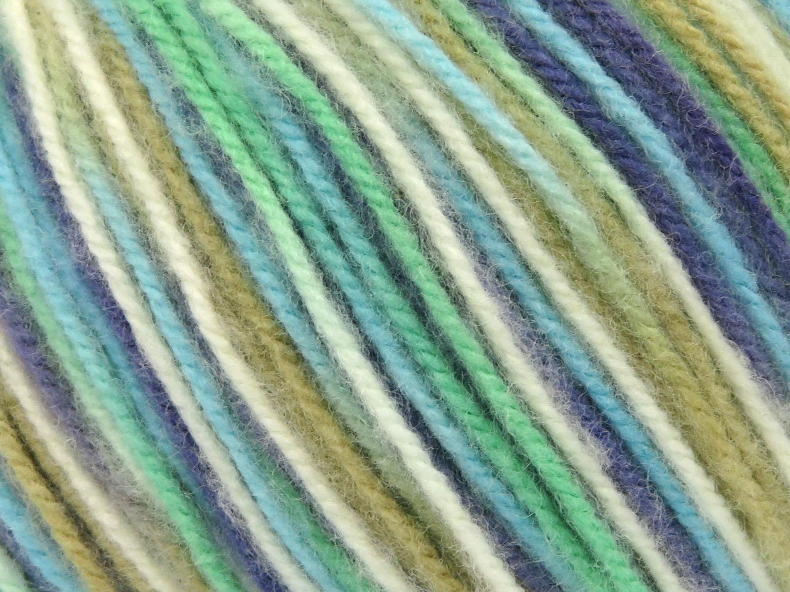 Wool Varicolor Worsted Purple, Cream, Turquoise, Camel, Mint Green