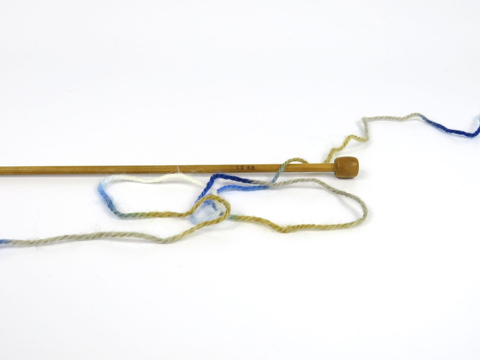 Wool Varicolor Worsted White, Blue Shades, Camel Shades