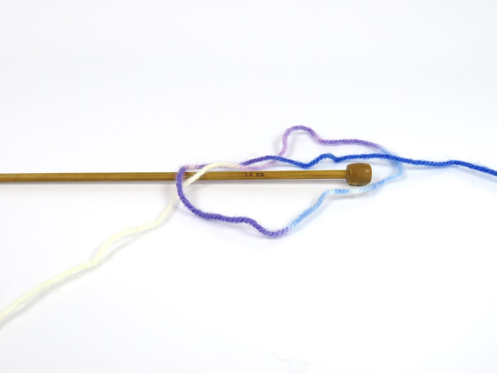 Wool Varicolor Worsted White, Lilac, Blue Shades