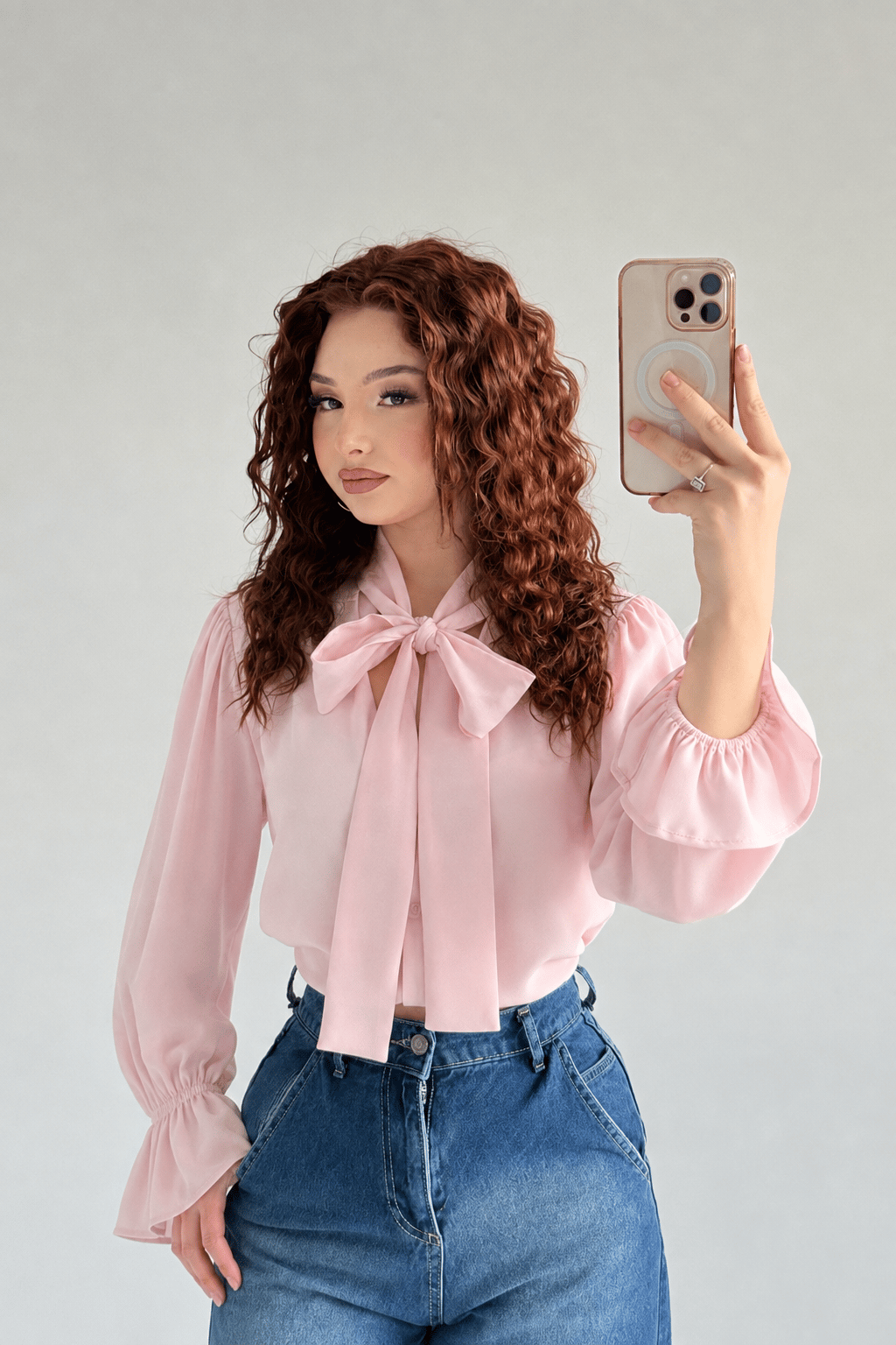 Fularlı Gömlek Pembe