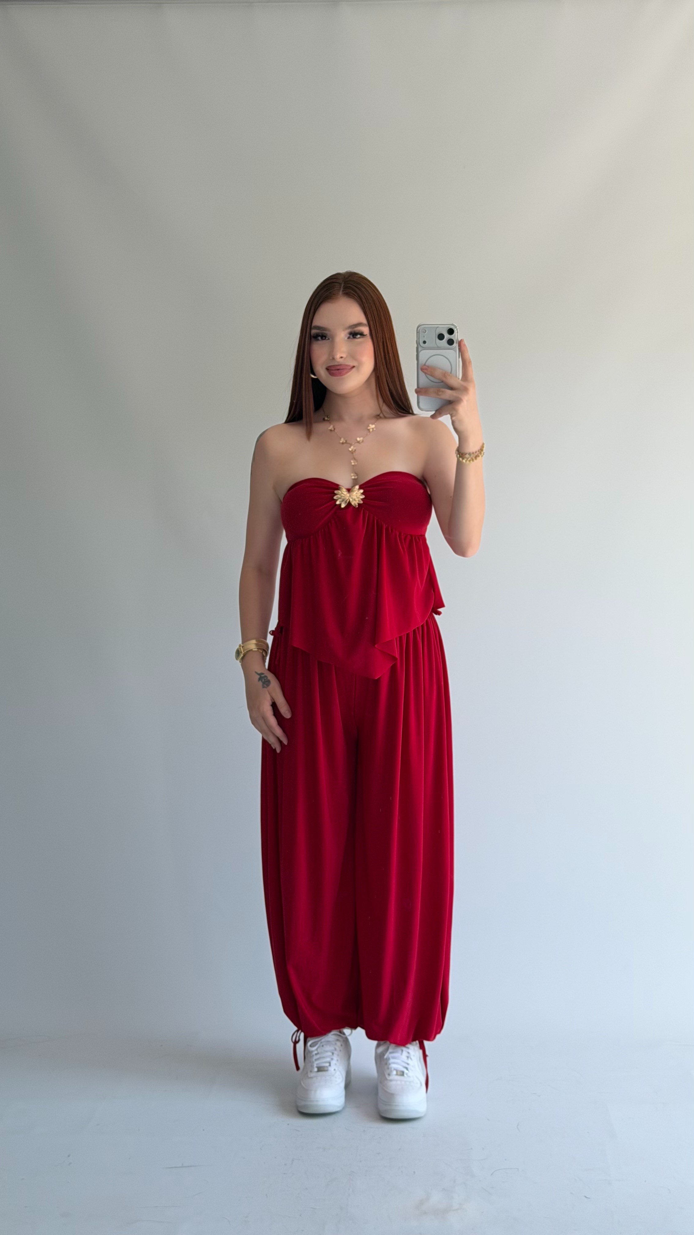 Sandy Şalvar Eşofman Kırmızı