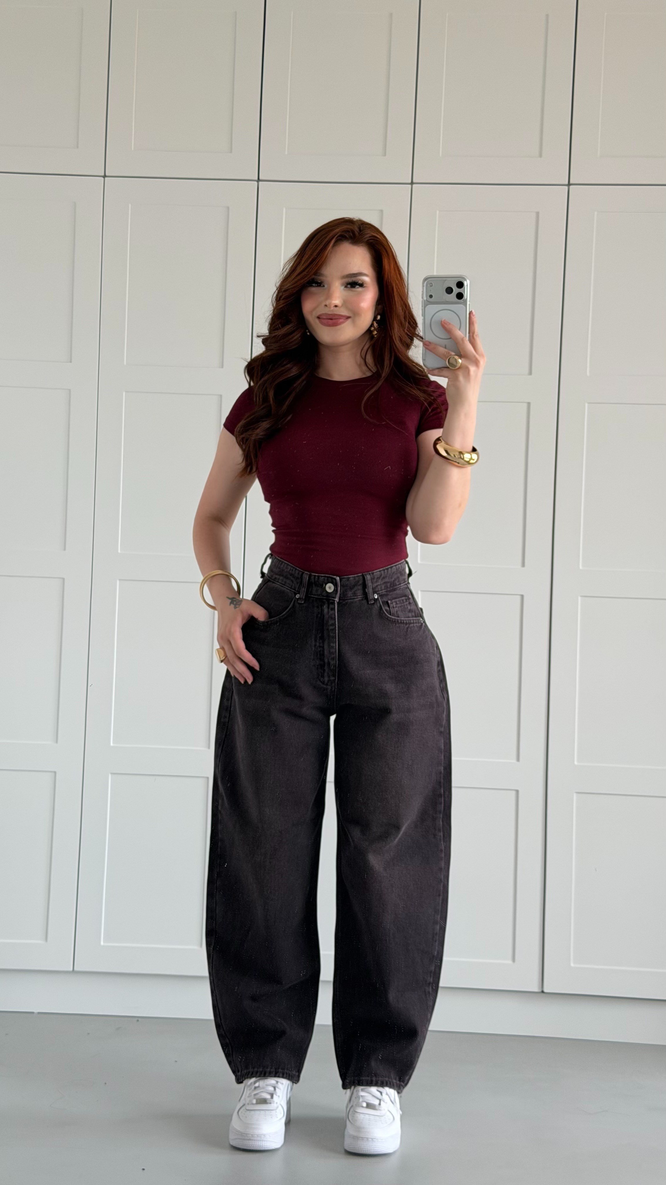 Urban Cool Balon Jean Kahverengi Tintli