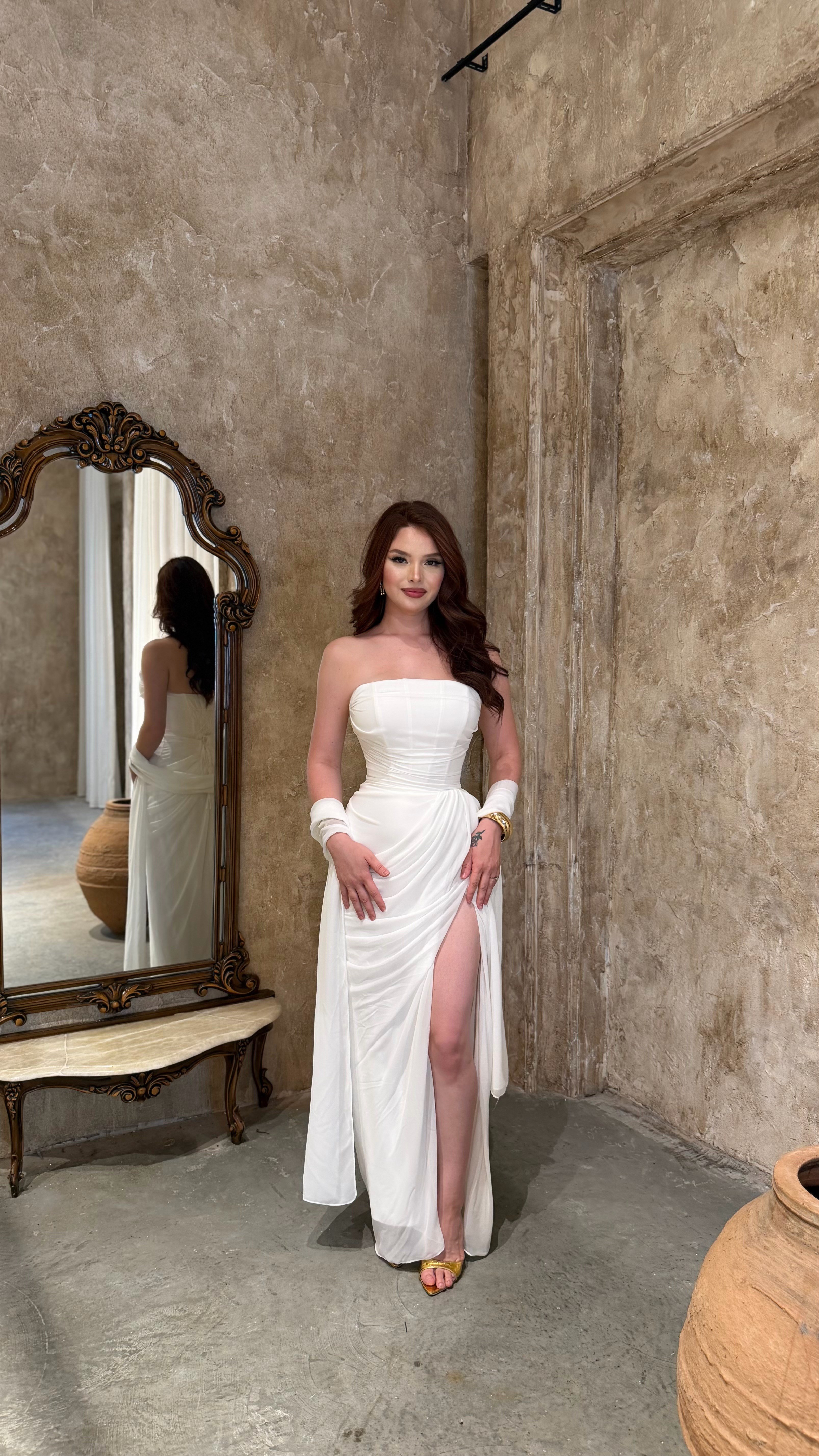 Belle Prenses Abiye Beyaz