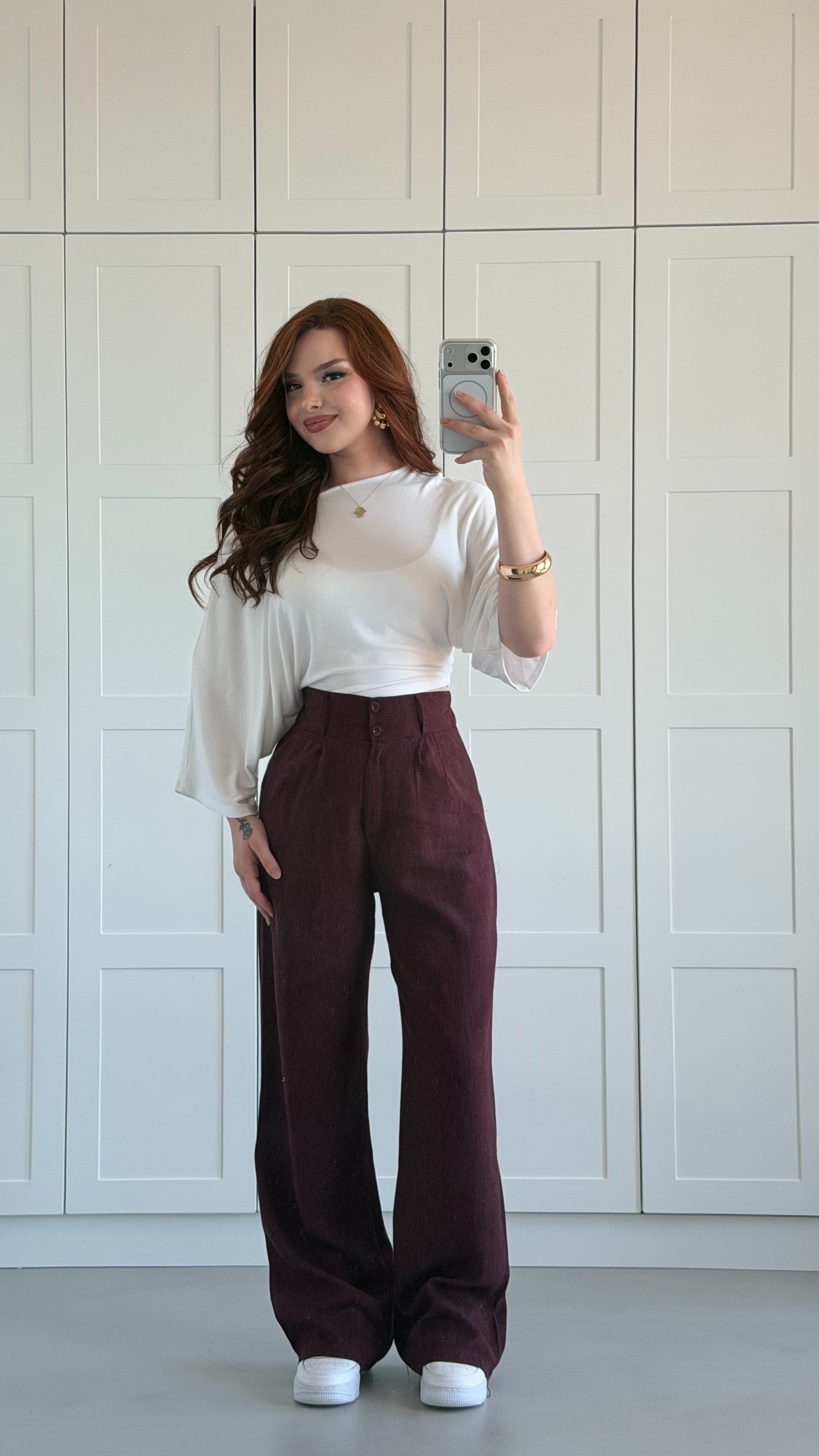 Nicole Keten Pantolon Bordo