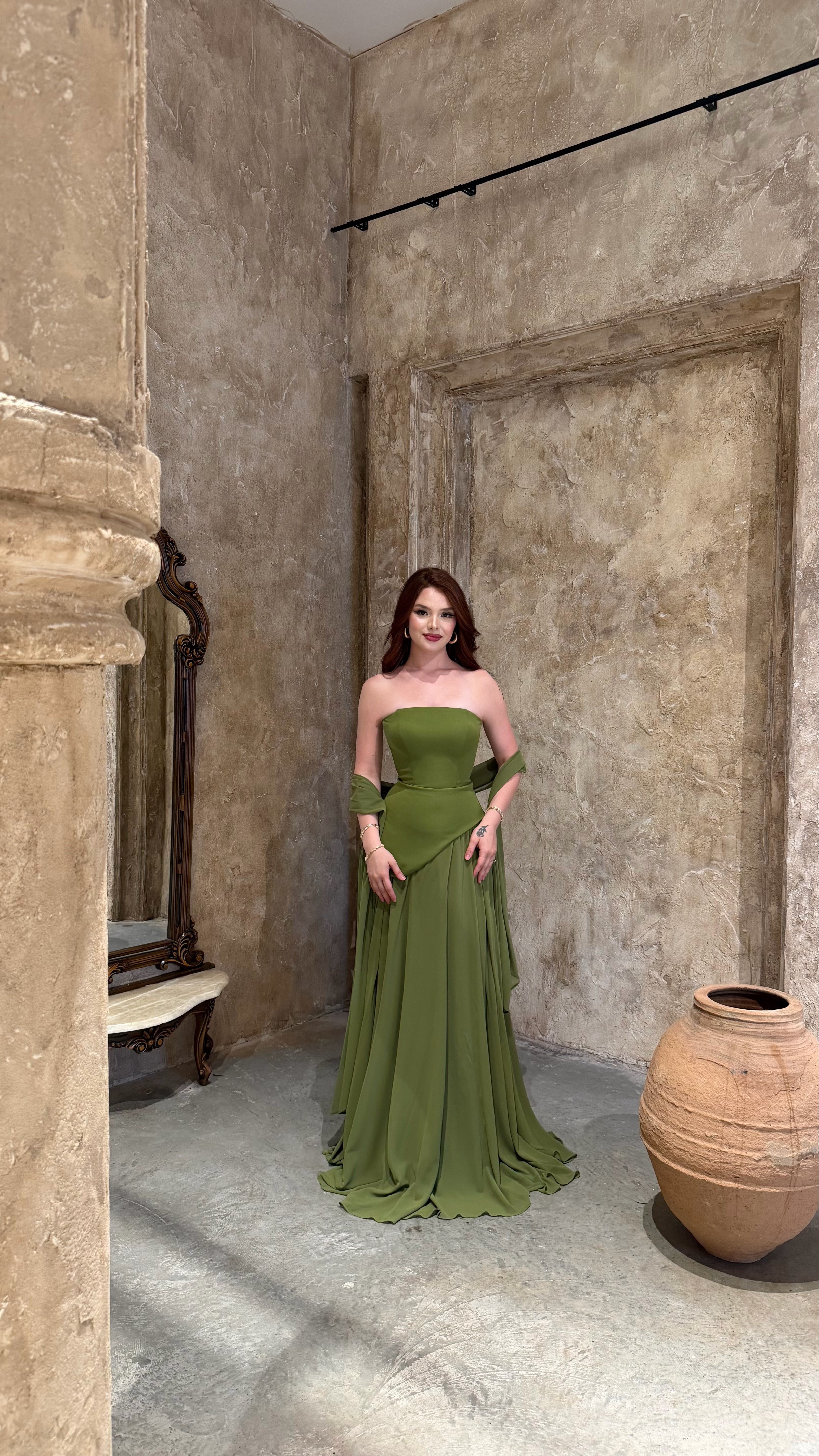 Yesil فساتين السهرة الشيفون وشاح لونا