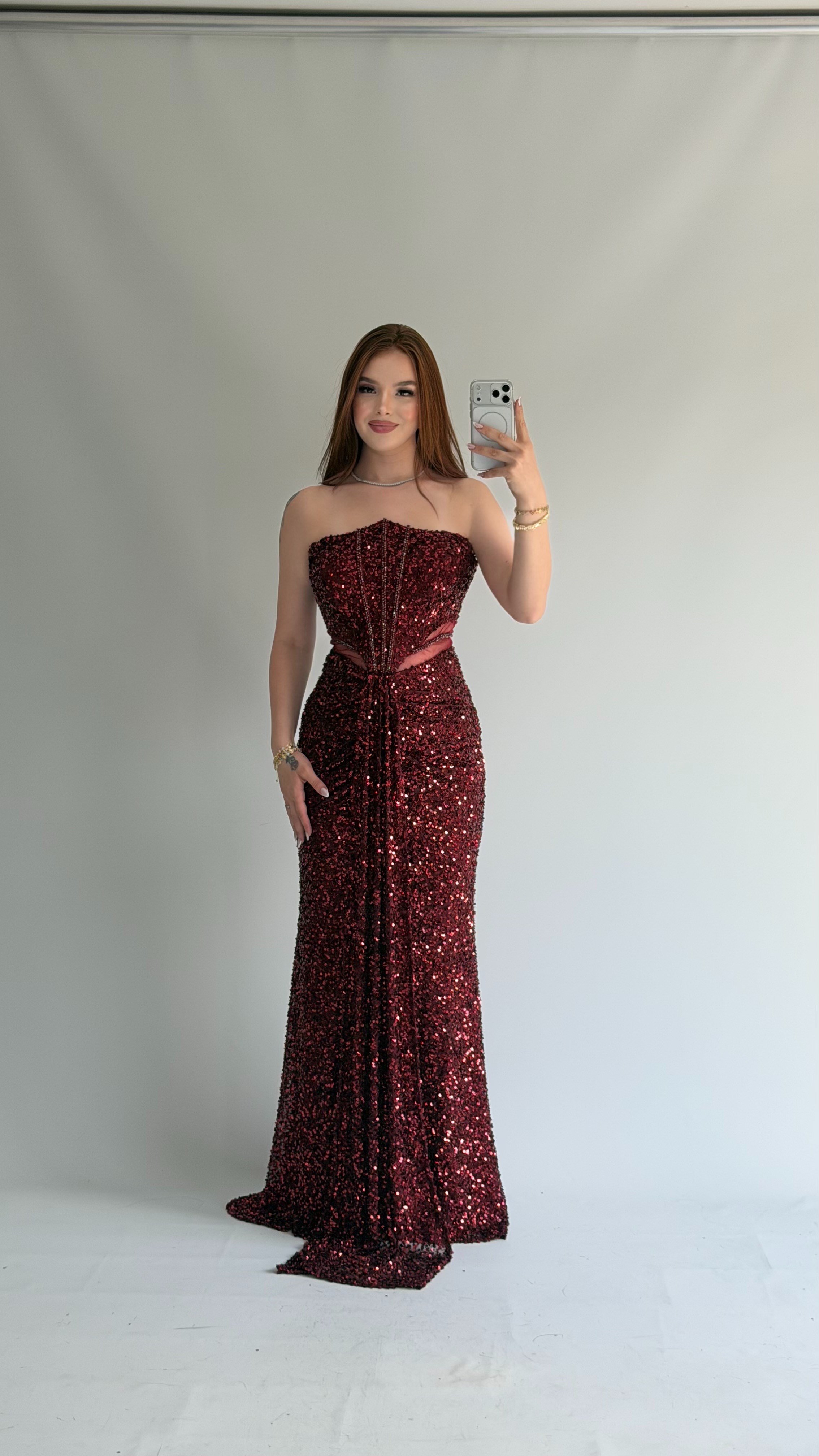 Diva Pul Payet Abiye Bordo 
