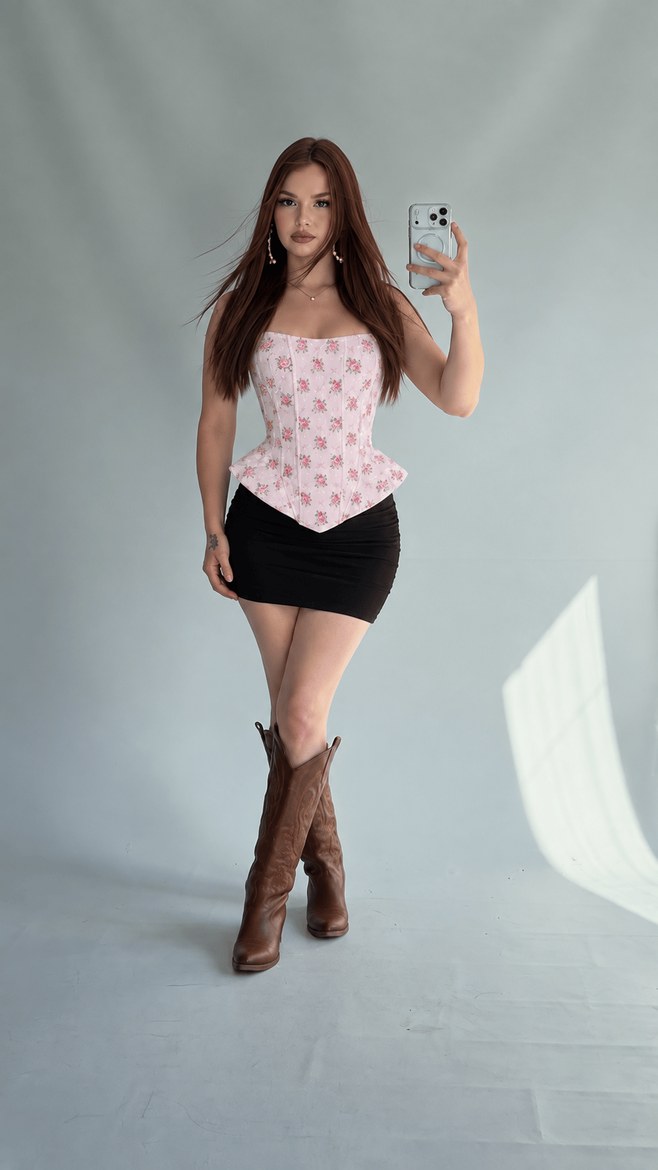 Floral Strapless Corset Pink
