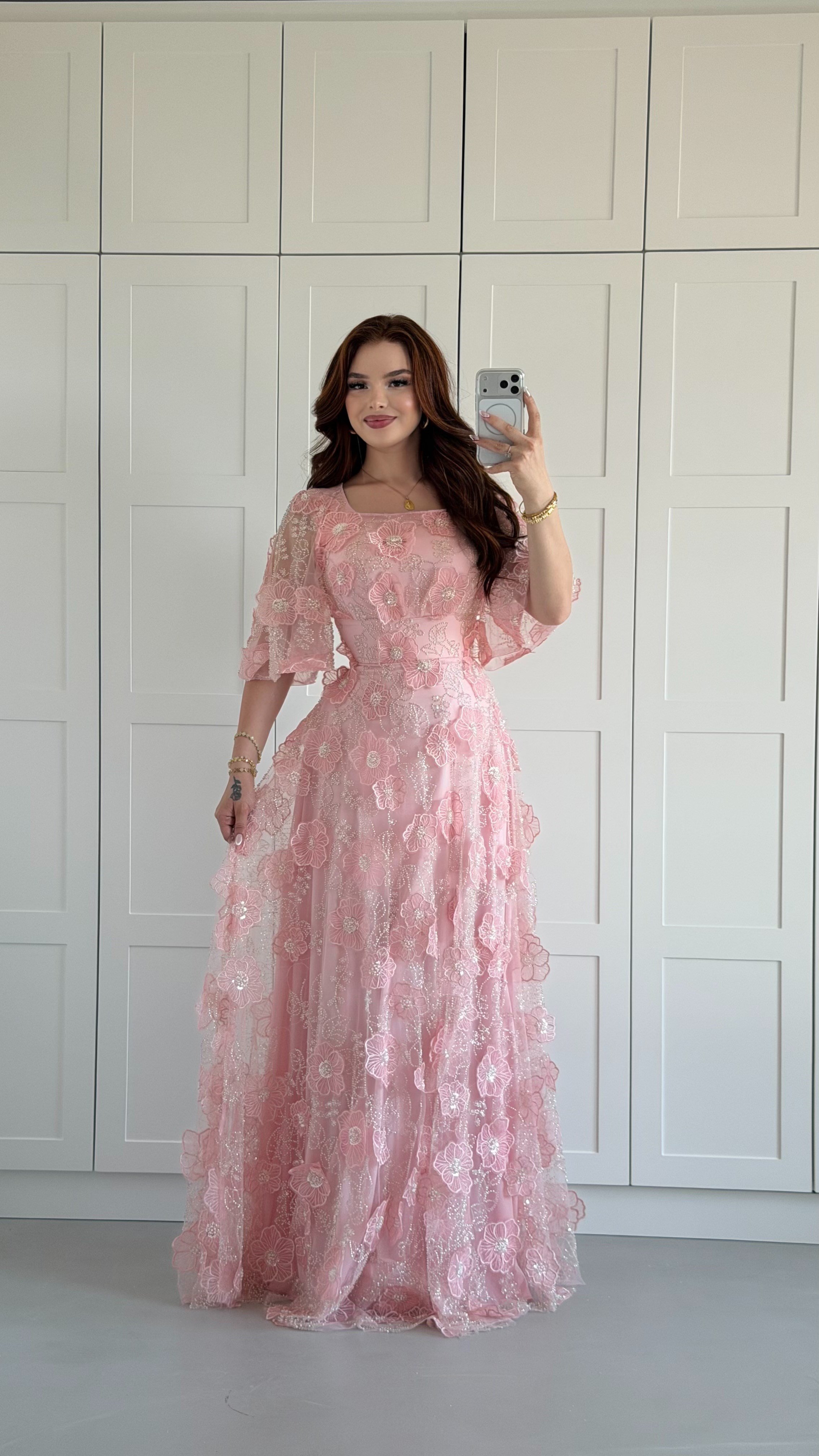 3D Pink Flower Dress Odette