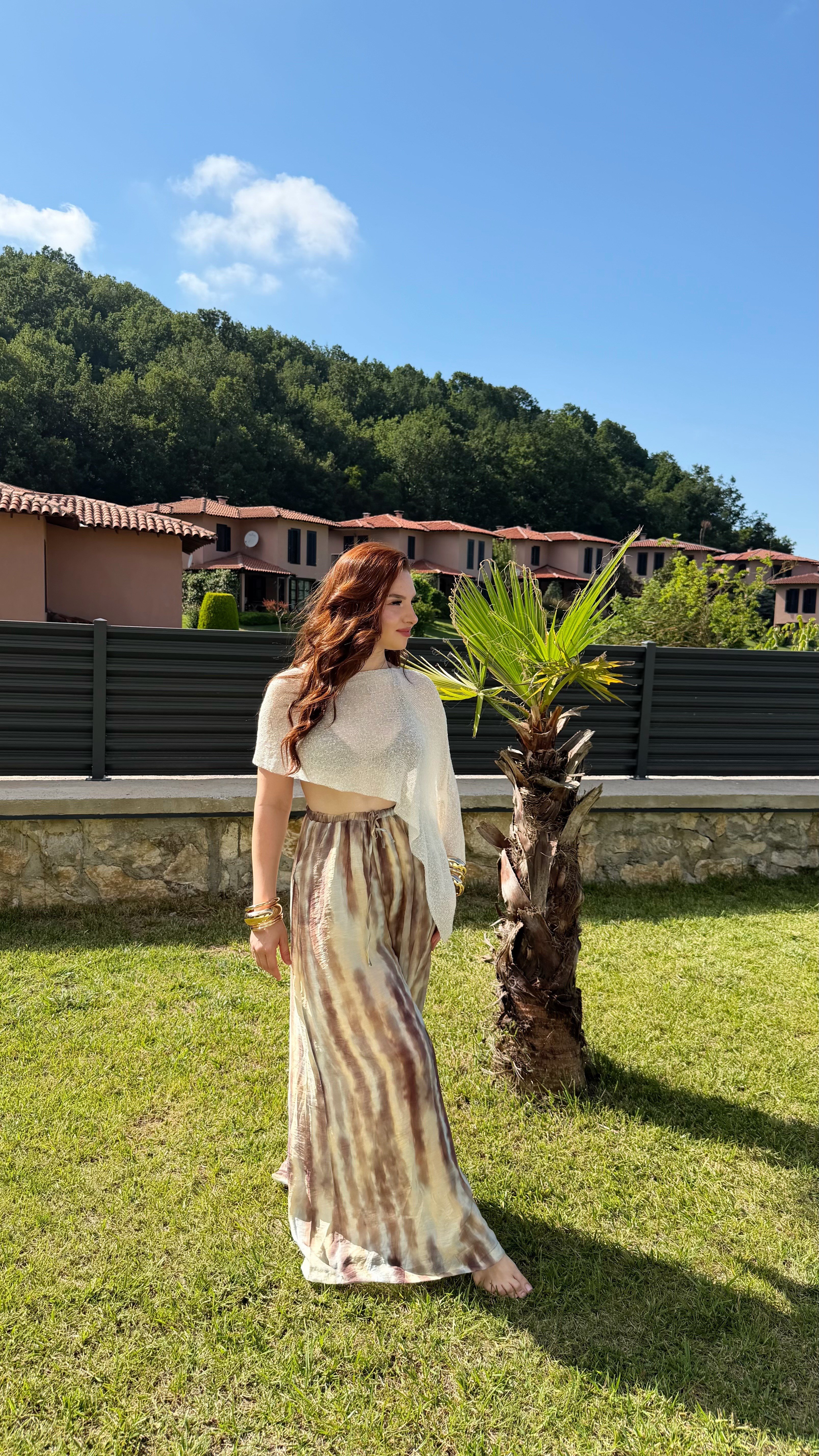 Vieste İnce Dökümlü Pantolon Kahverengi 