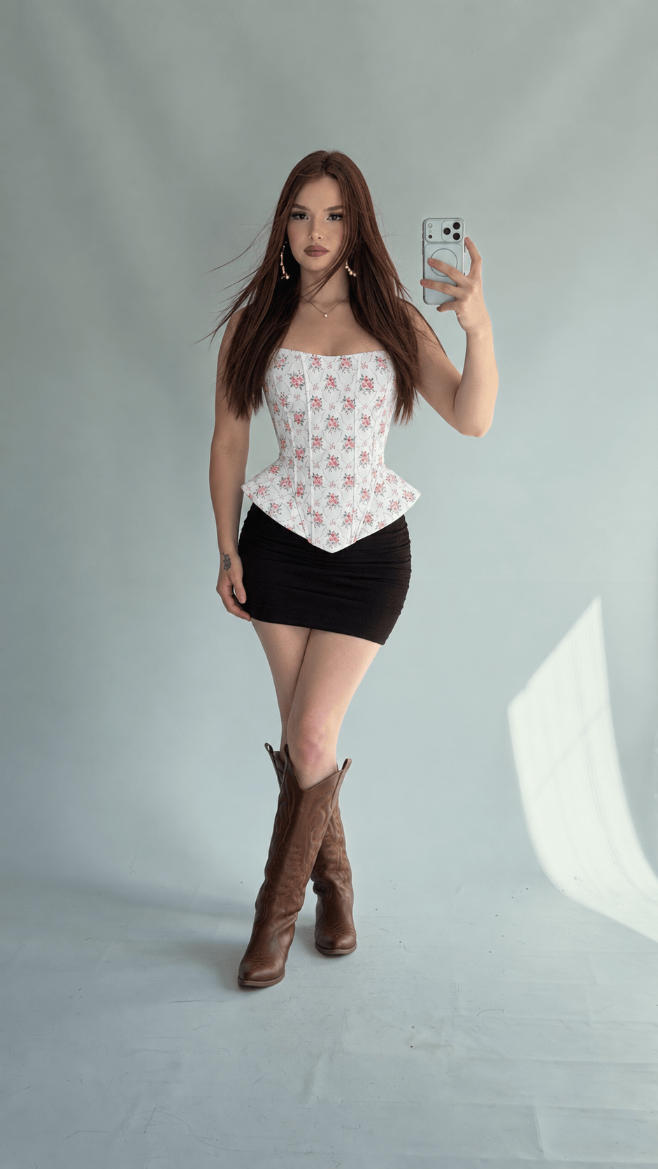 Floral Strapless Corset White