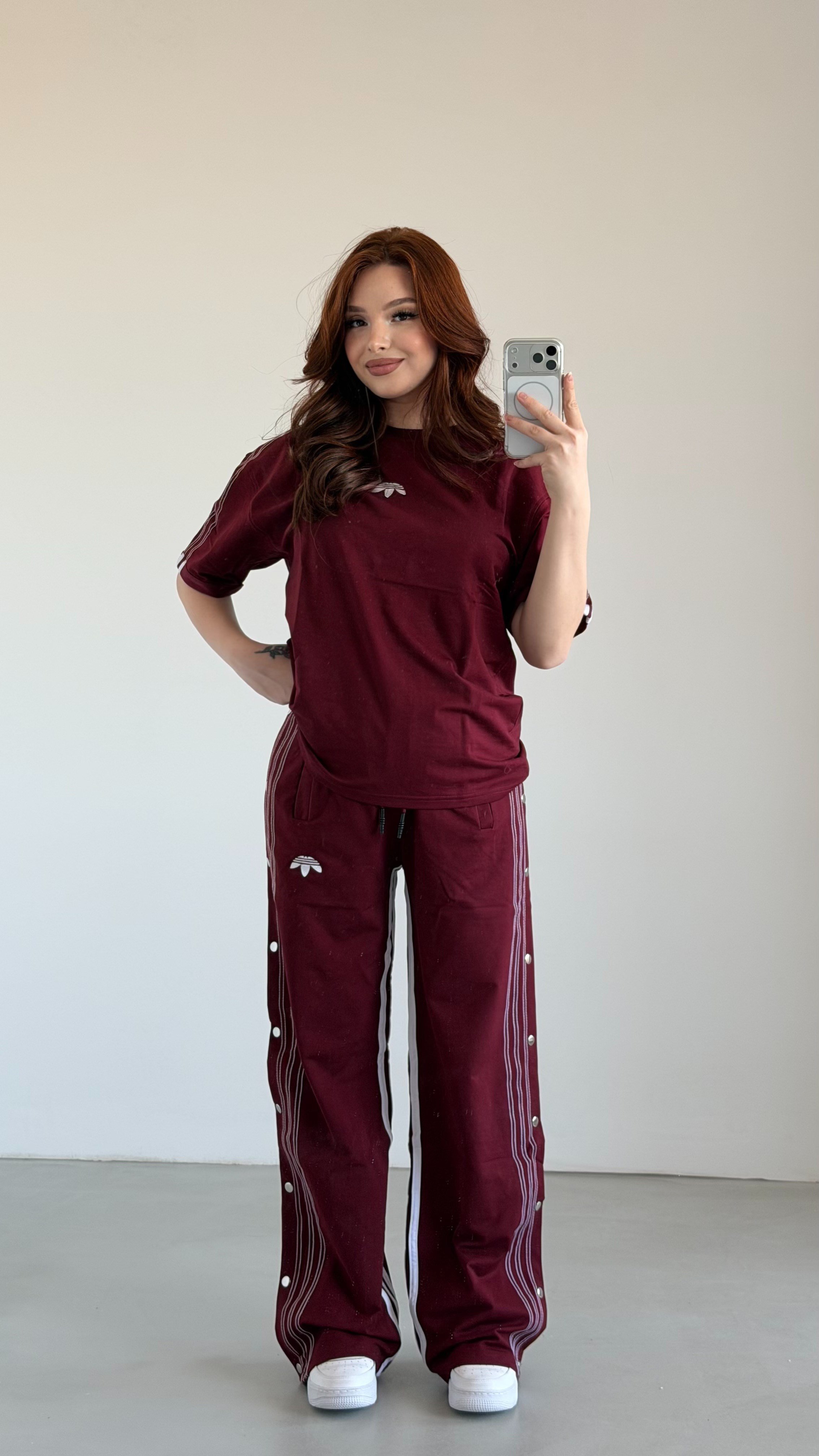 Abibas Çıtçıtlı Eşofman Takım Bordo
