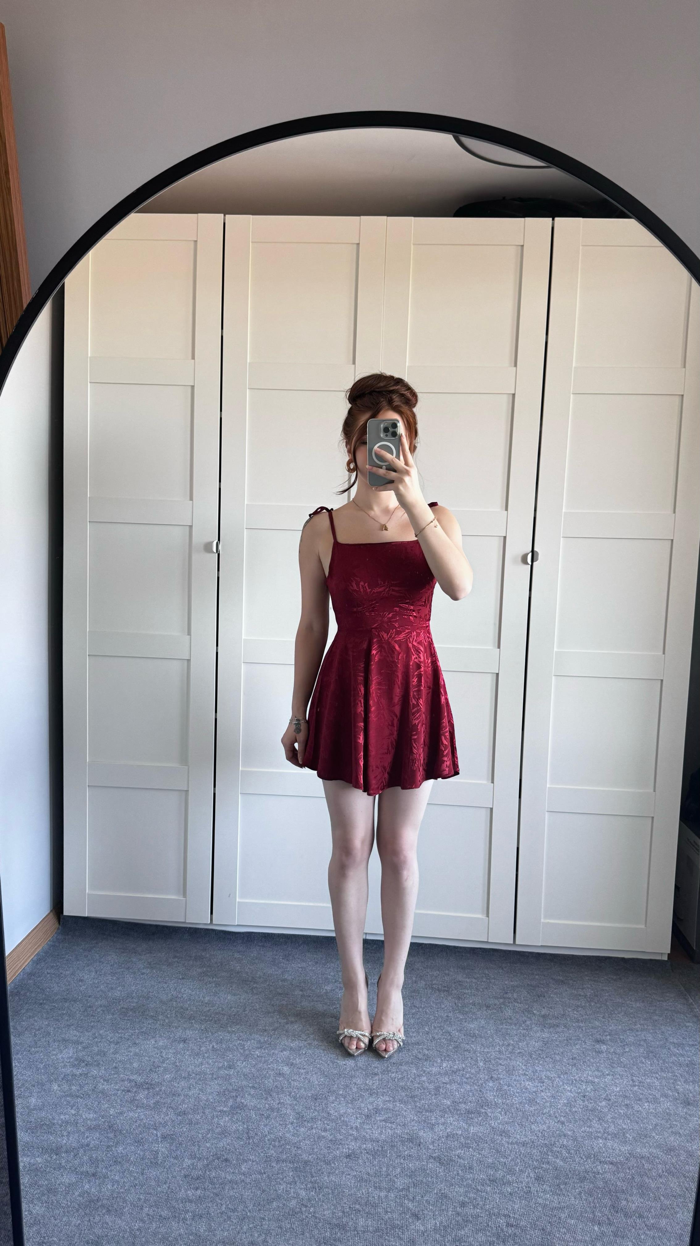 Anna Bordo Saten Mini Elbise