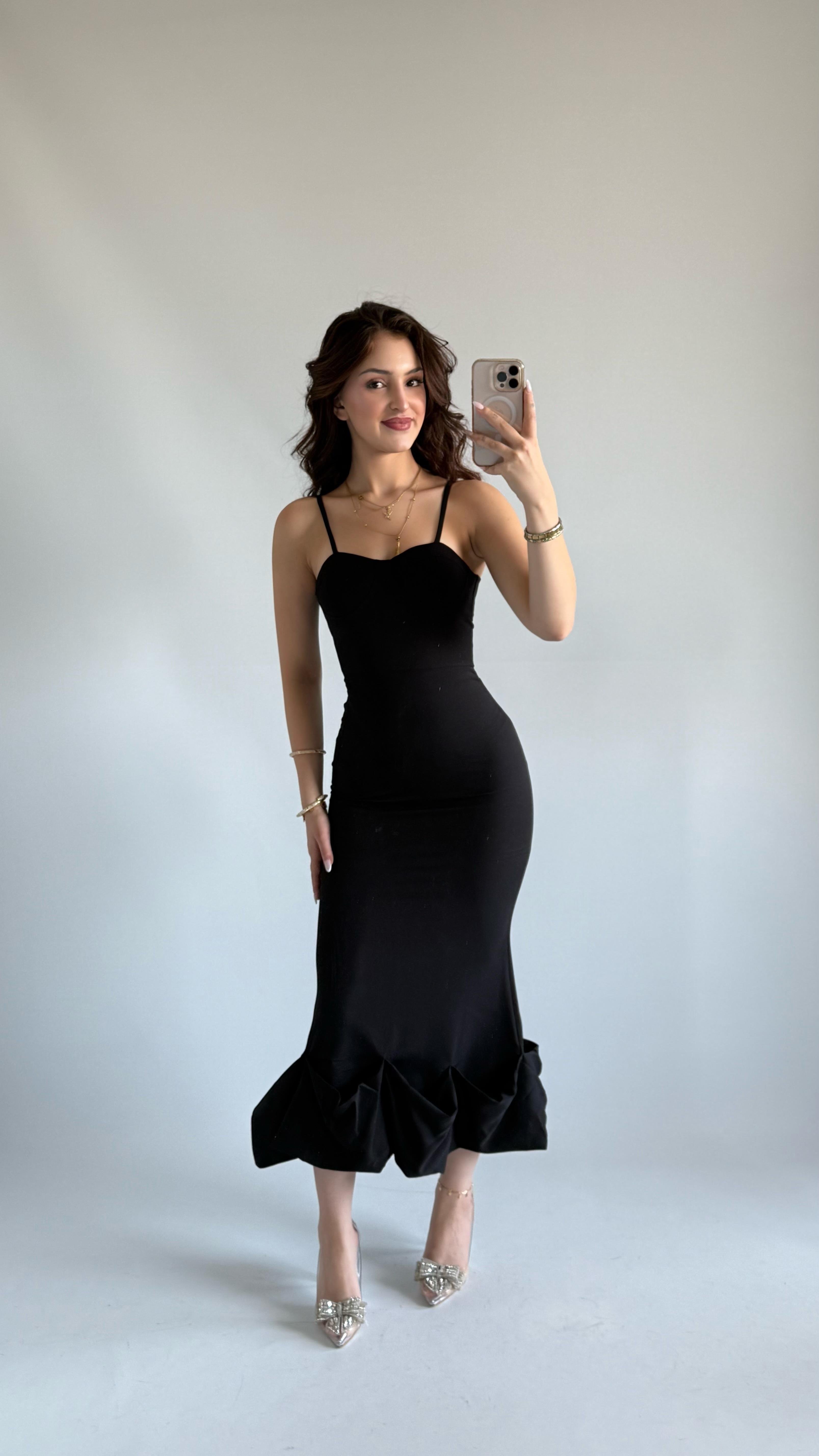 Baby Doll Fırfır Elbise Siyah