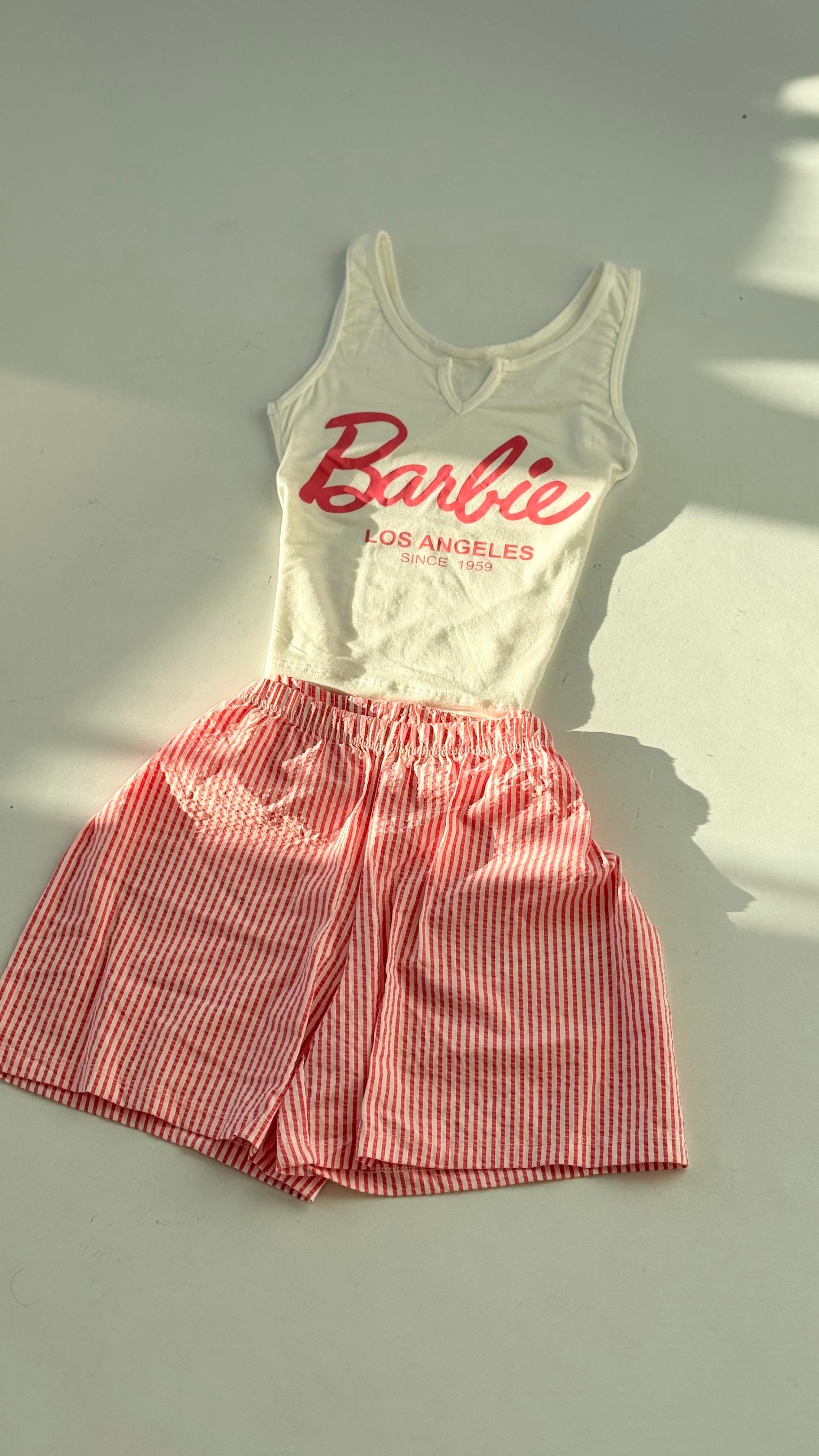 Barbie Şort Takım Pembe