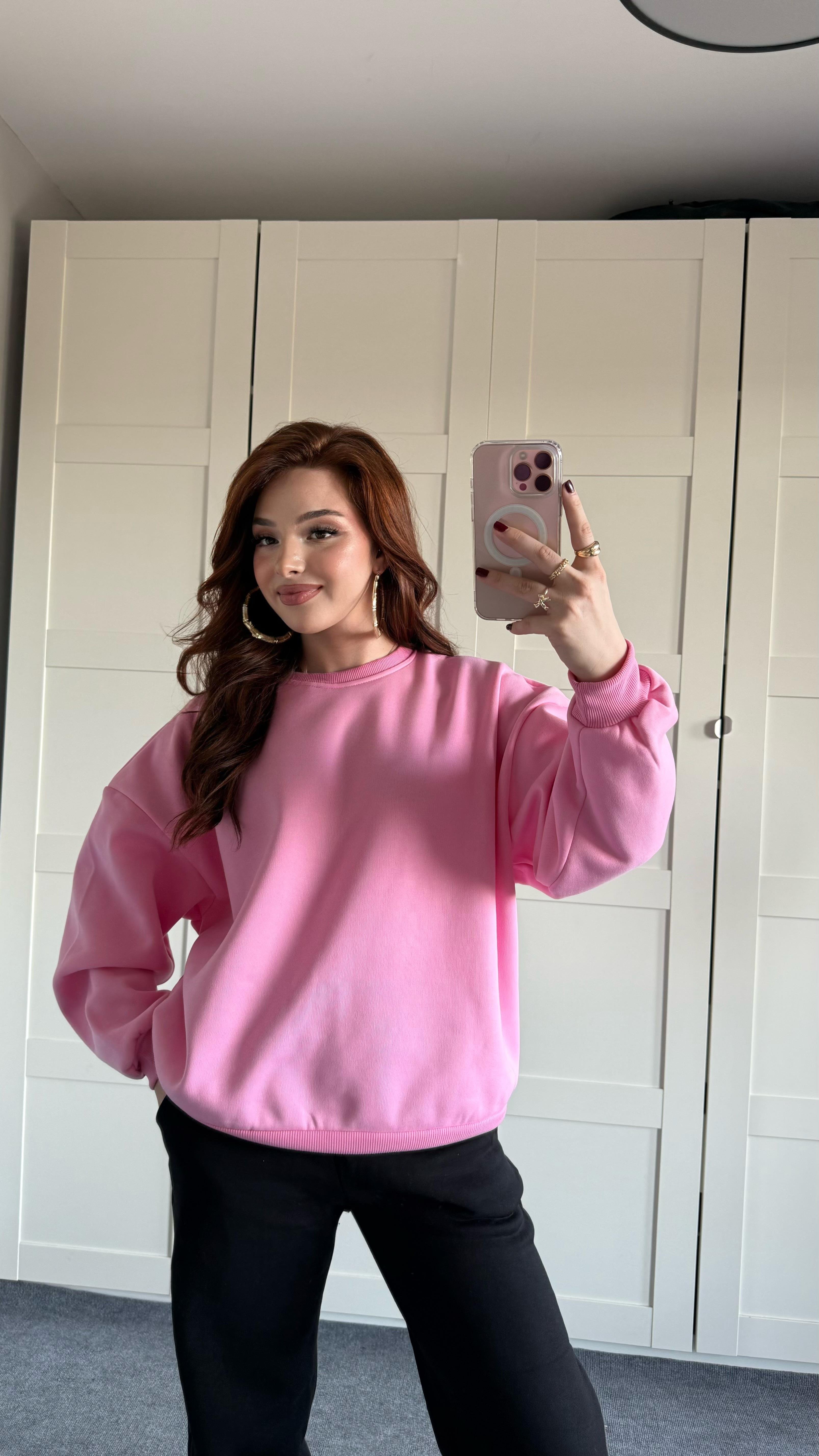 Basıc Oversize Sweat Pembe
