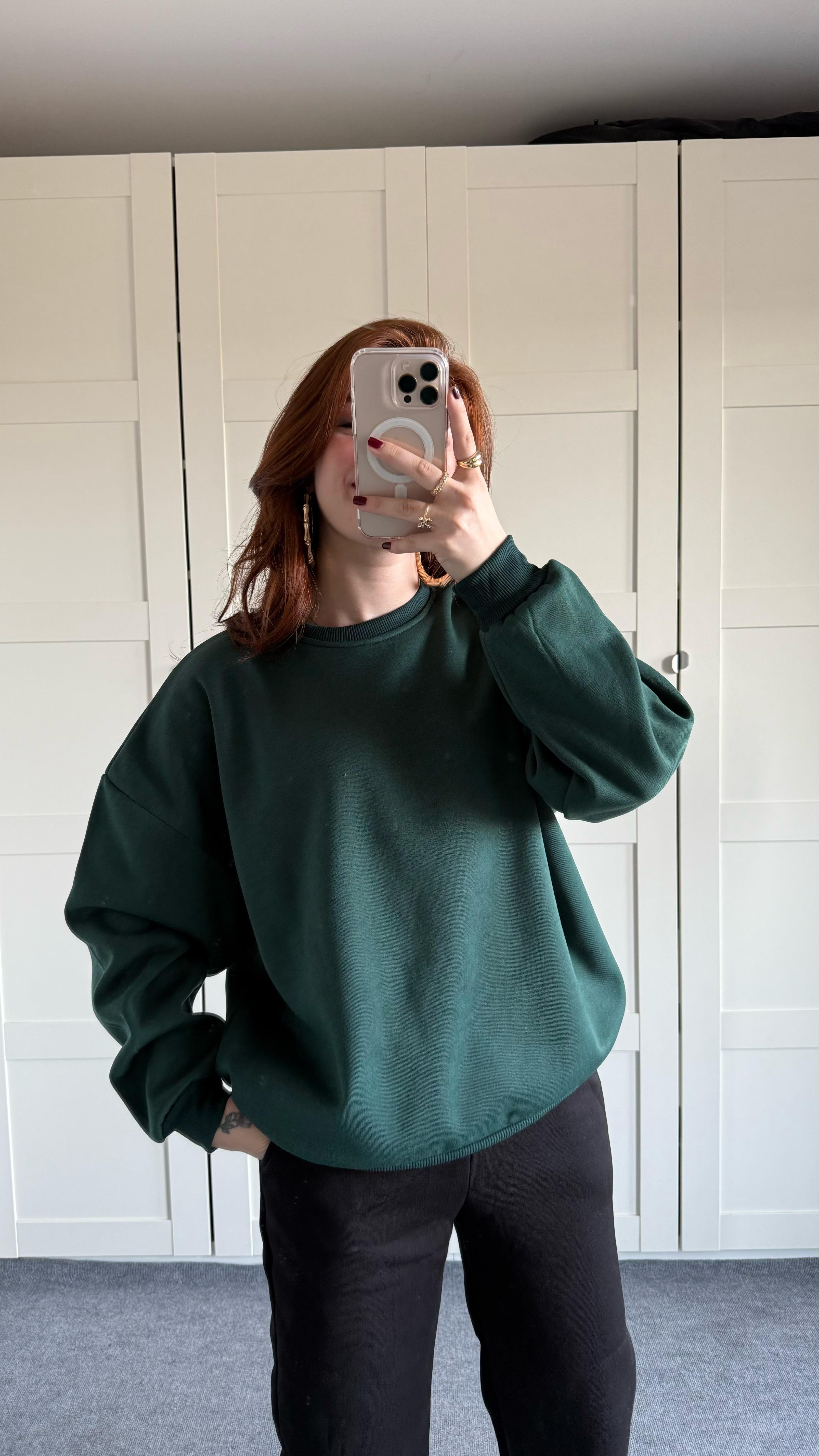 Basıc Oversize Sweat Yeşil