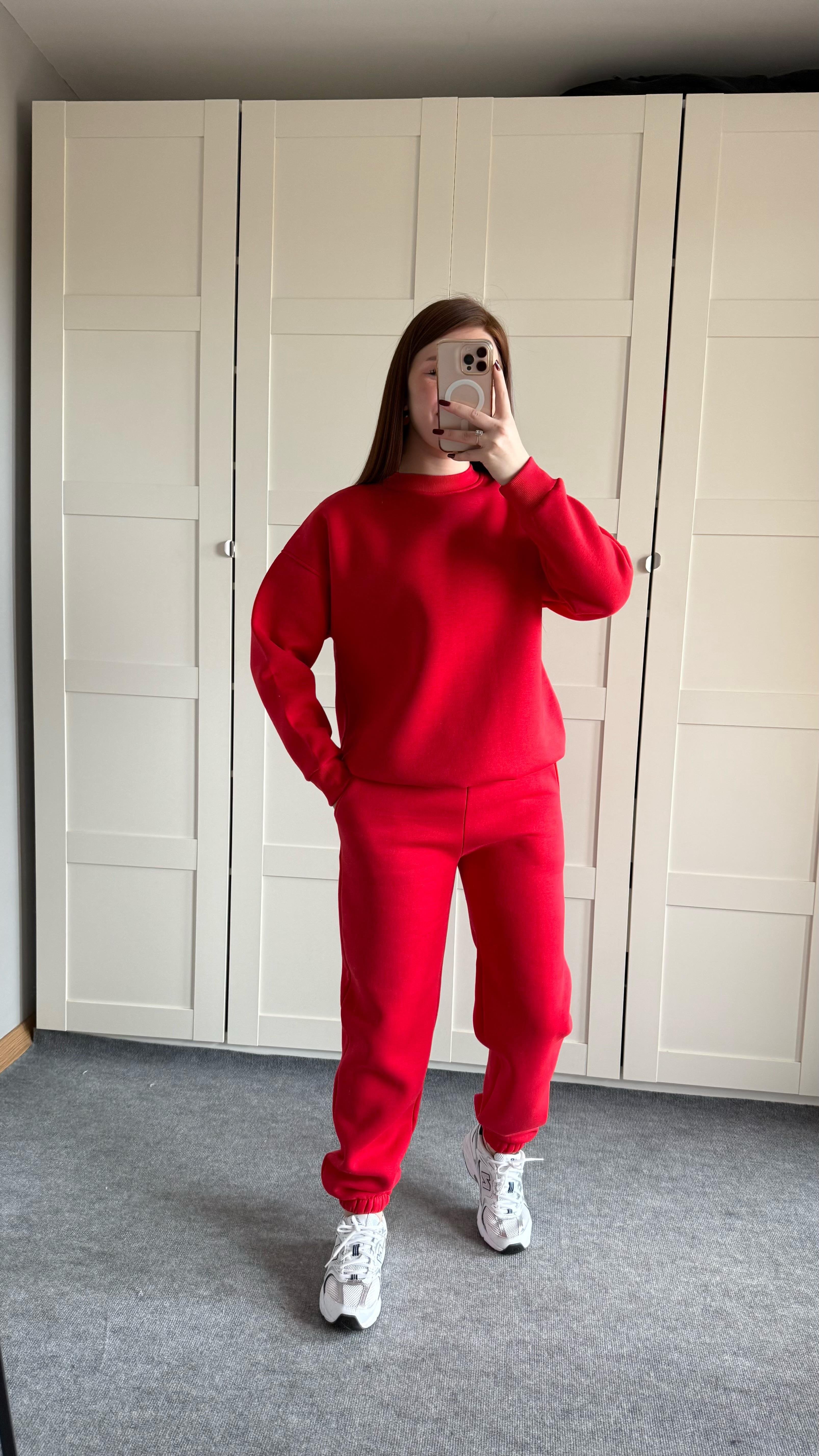 Basıc Sweat Eşofman Takımı Kırmızı