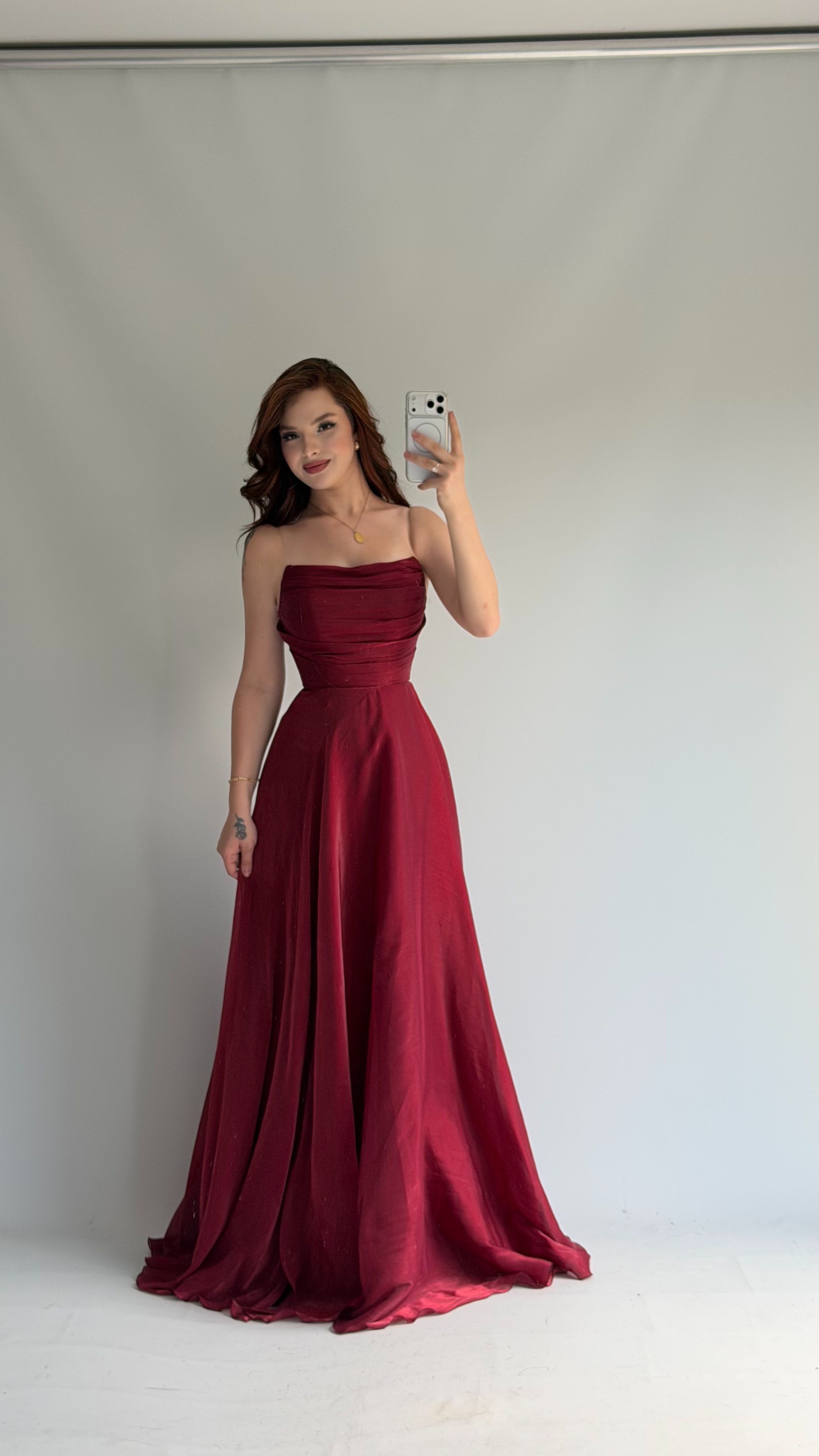 Seraphine Işıltılı Abiye Bordo