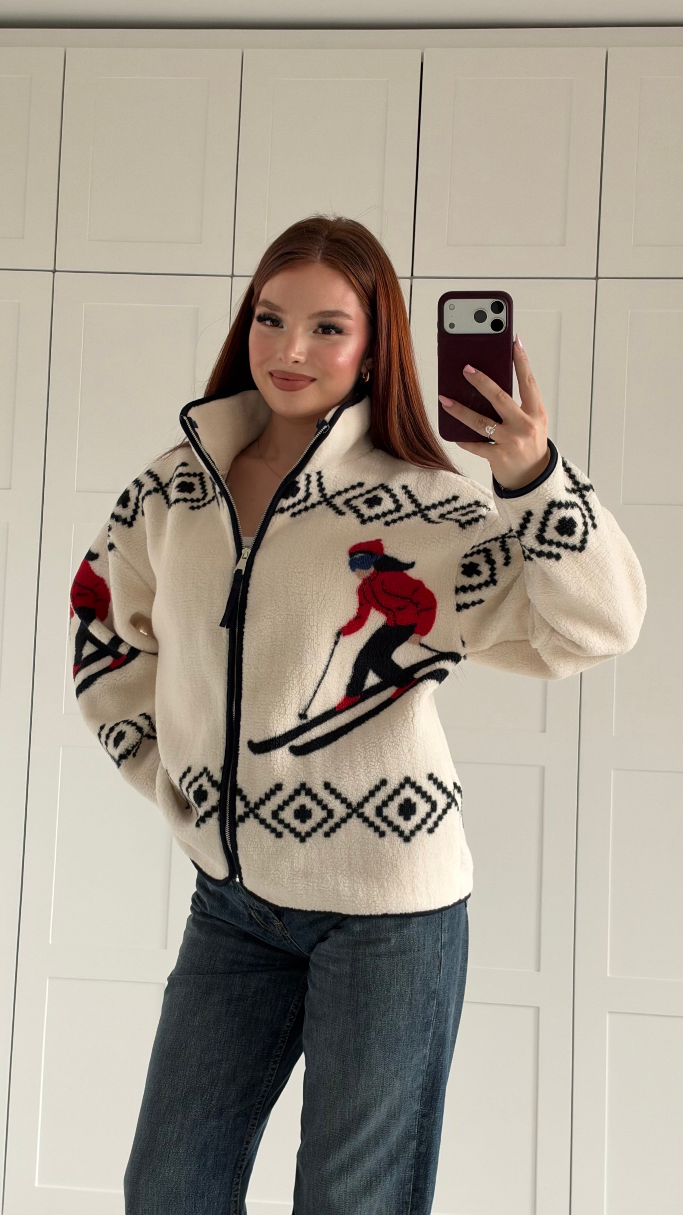 Peluş Oversize Fermuarlı Ceket Koyu Mavi Alpine