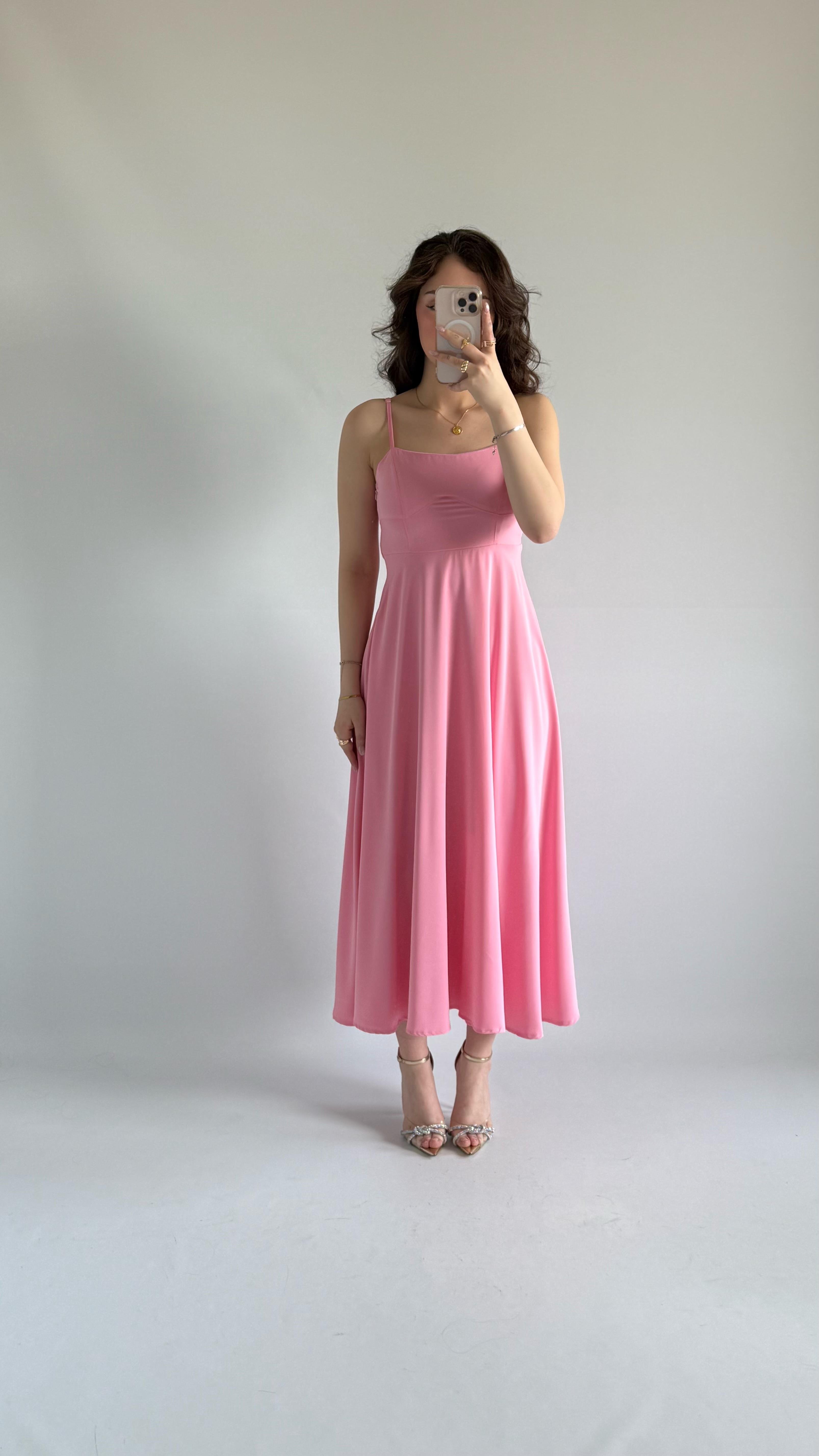 Cesica Uzun Elbise Pembe