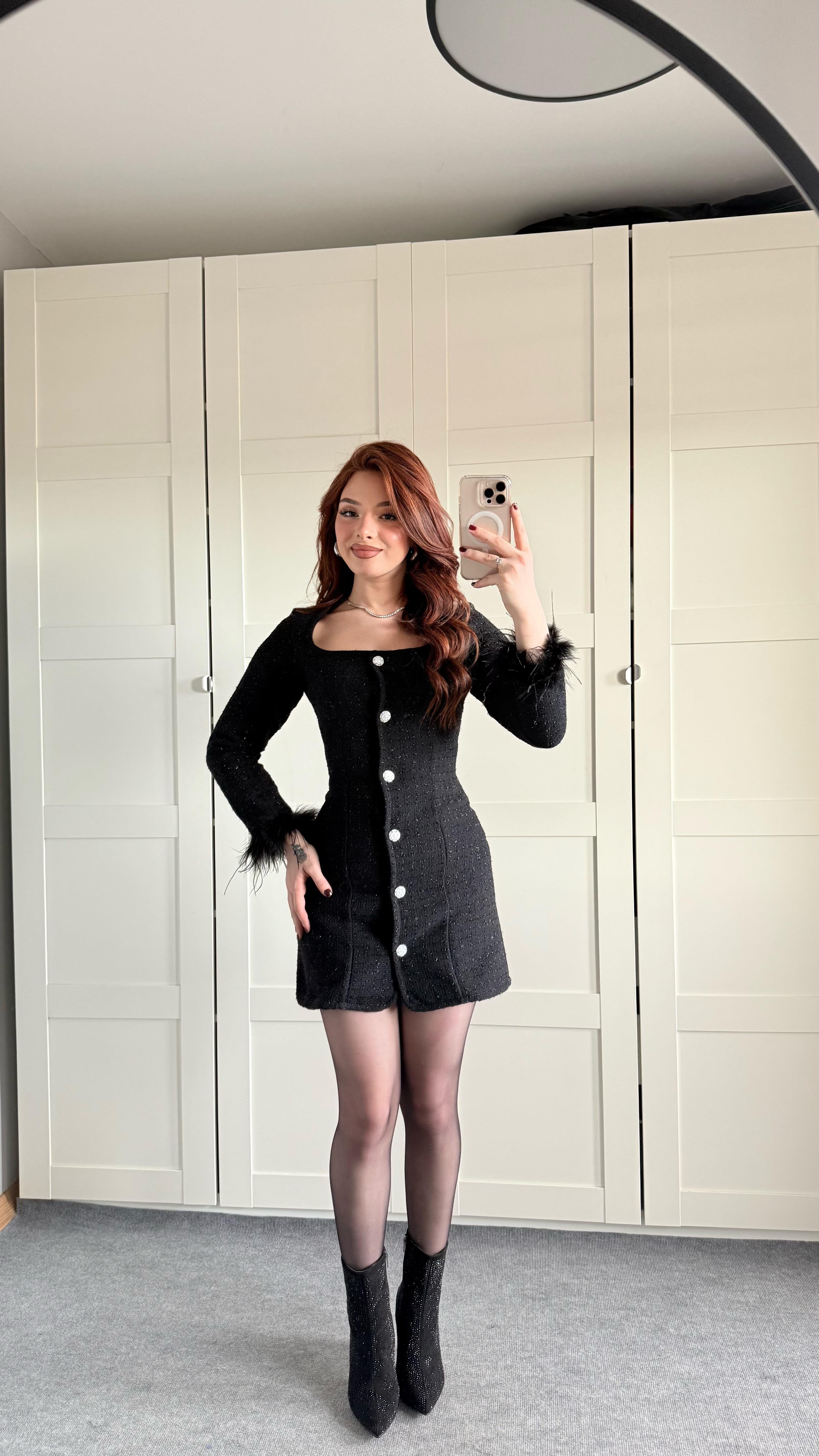 Chanel Buklet Mini Simli Elbise