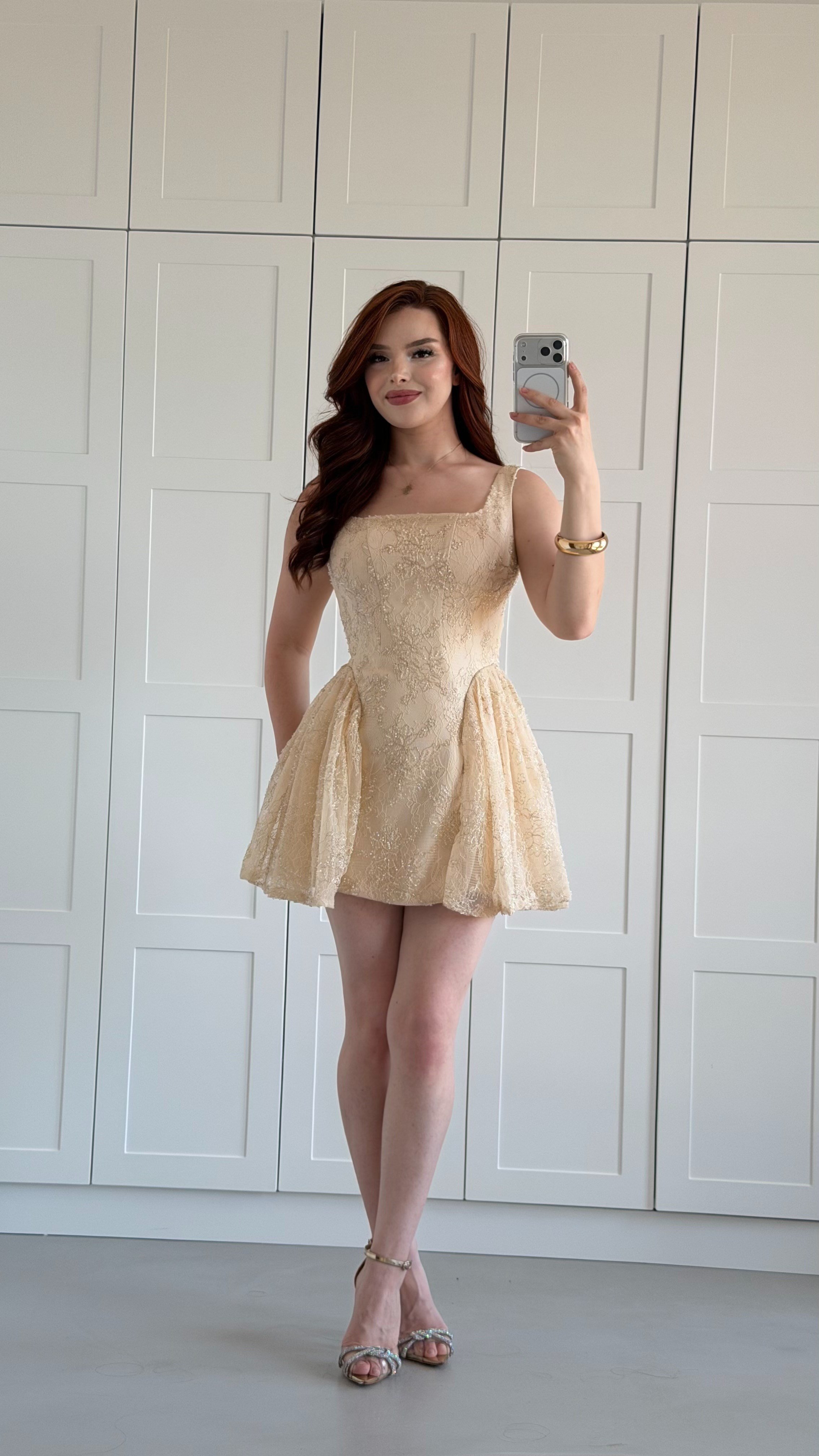 Mabel Mini Elbise Krem