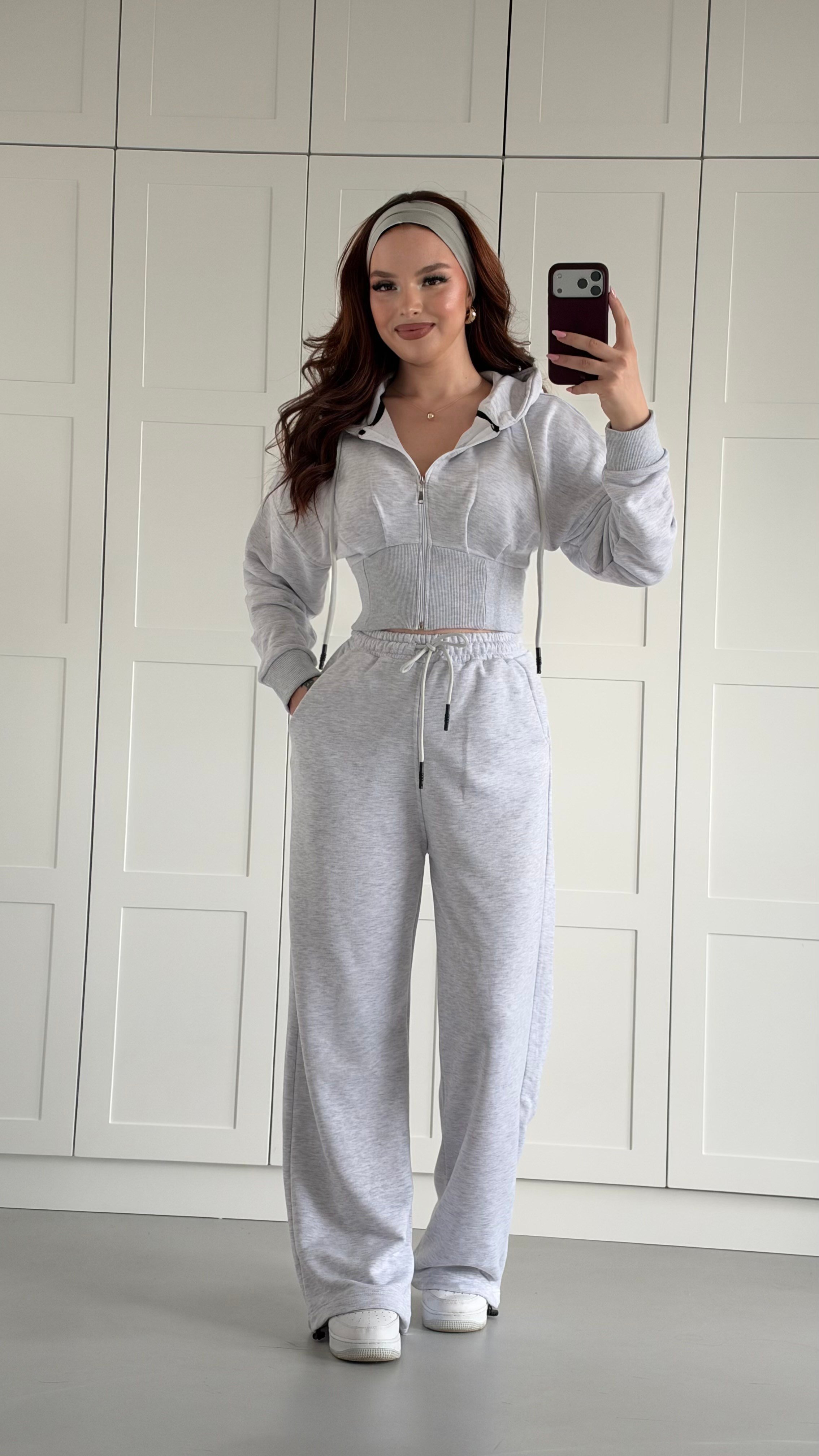 Sculpt Fit Üç İplik Kapüşonlu Takım Gri
