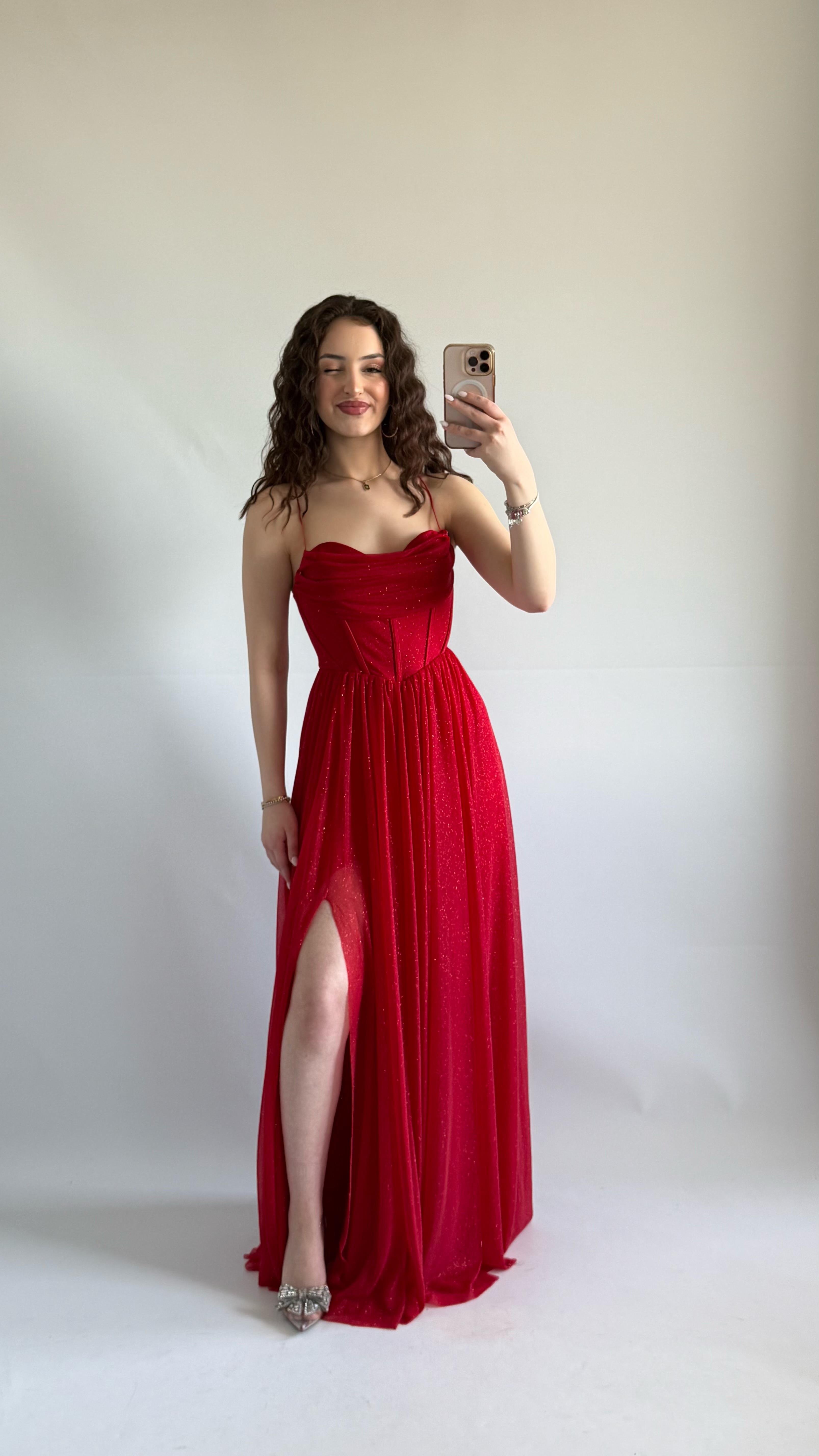 Elsa Simli Abiye Kırmızı