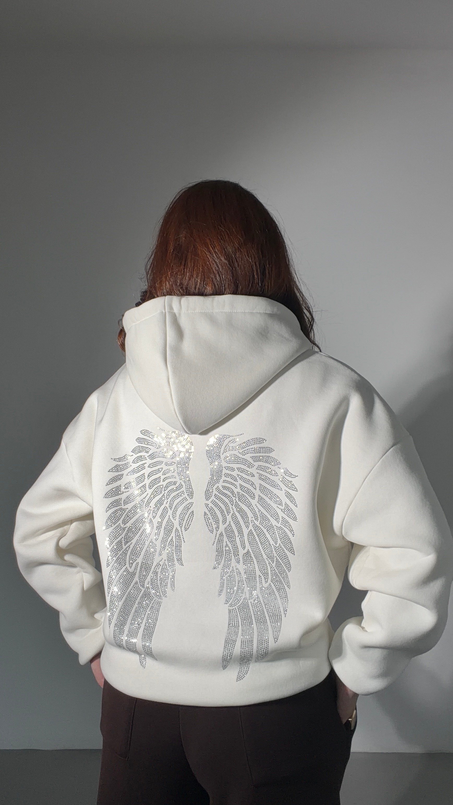 Wings Rhinestone Sweatshirt White
