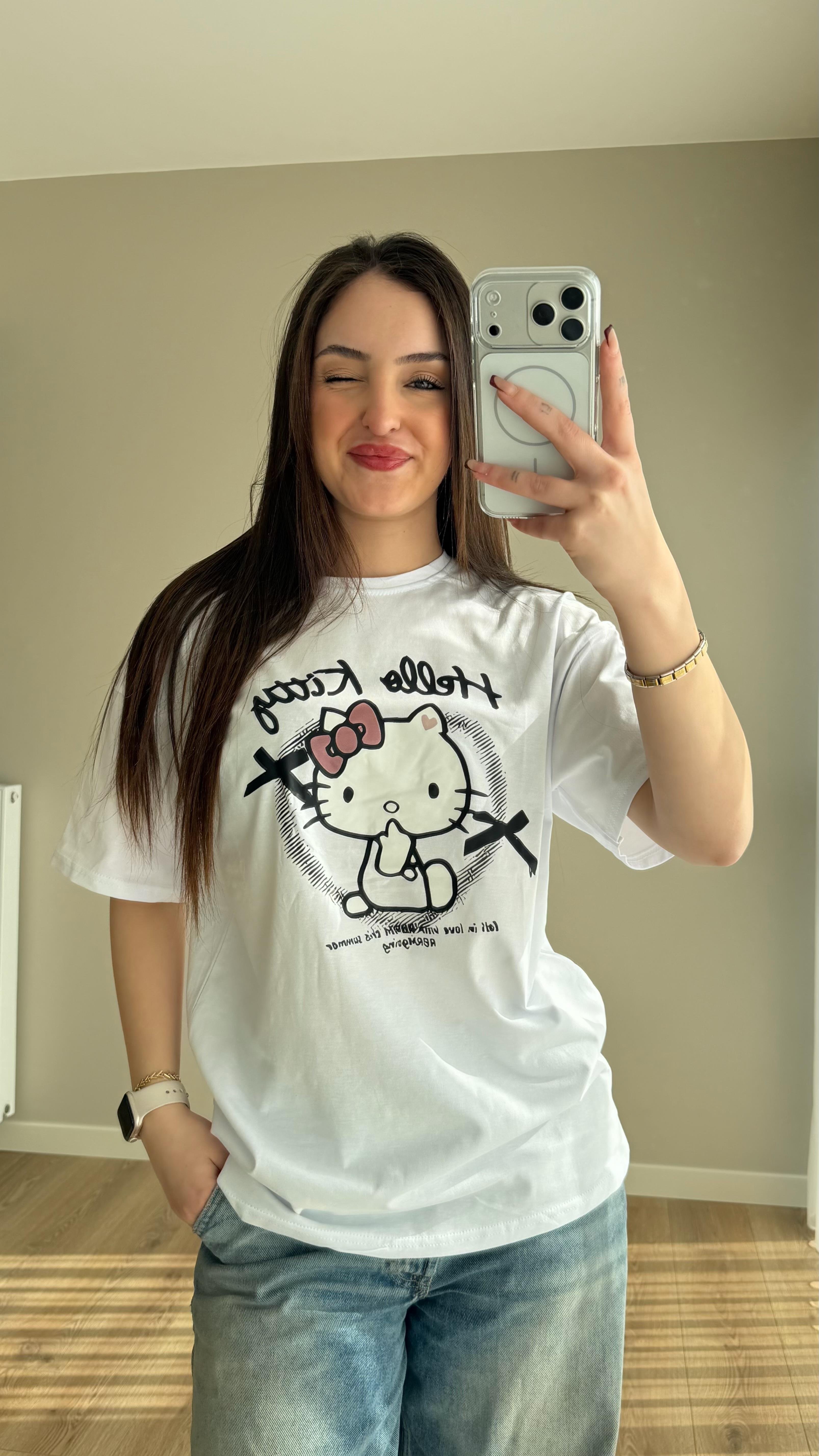 Hello Kitty Tişört Beyaz