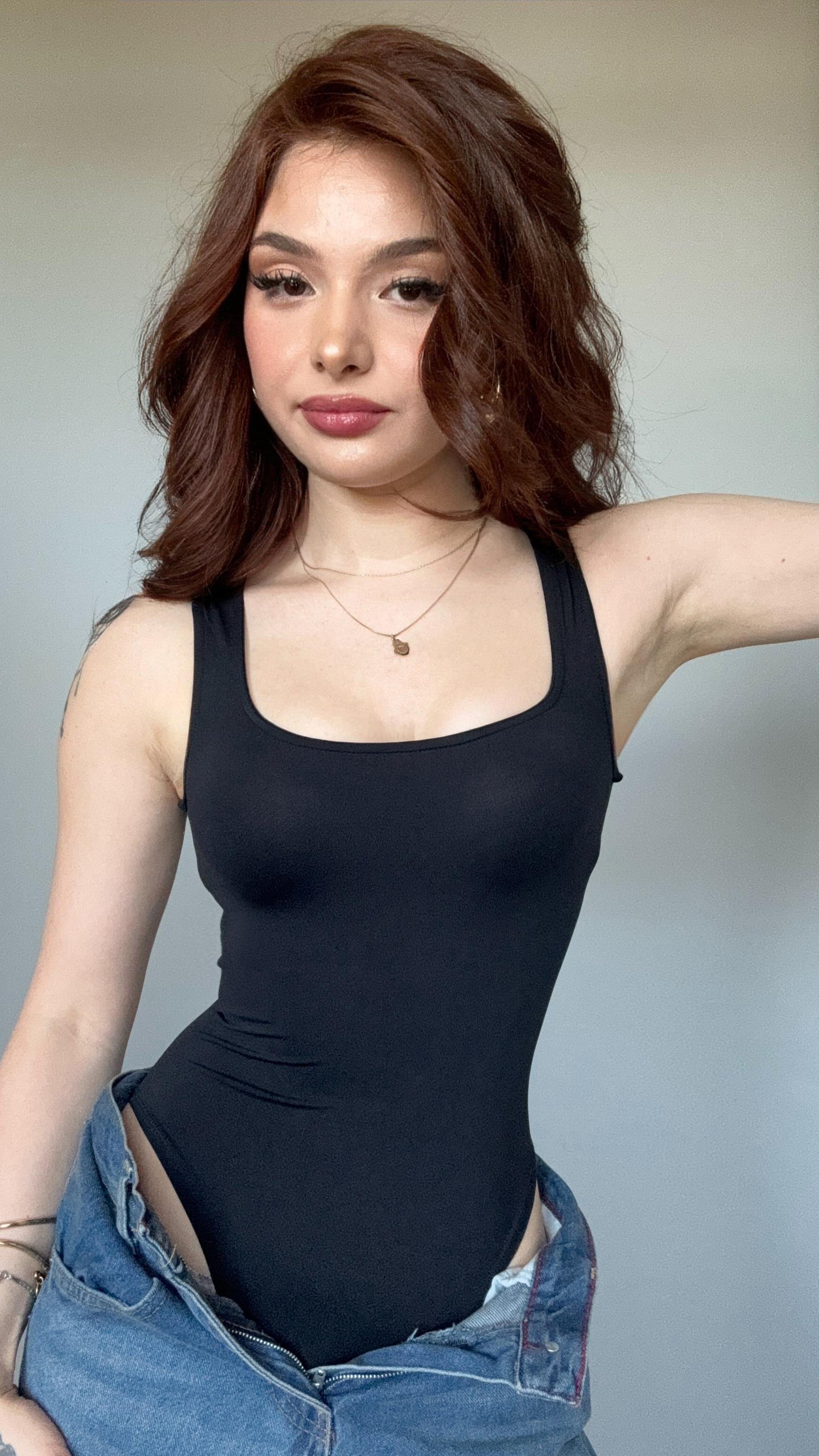 Kare Yaka Bodysuit Siyah