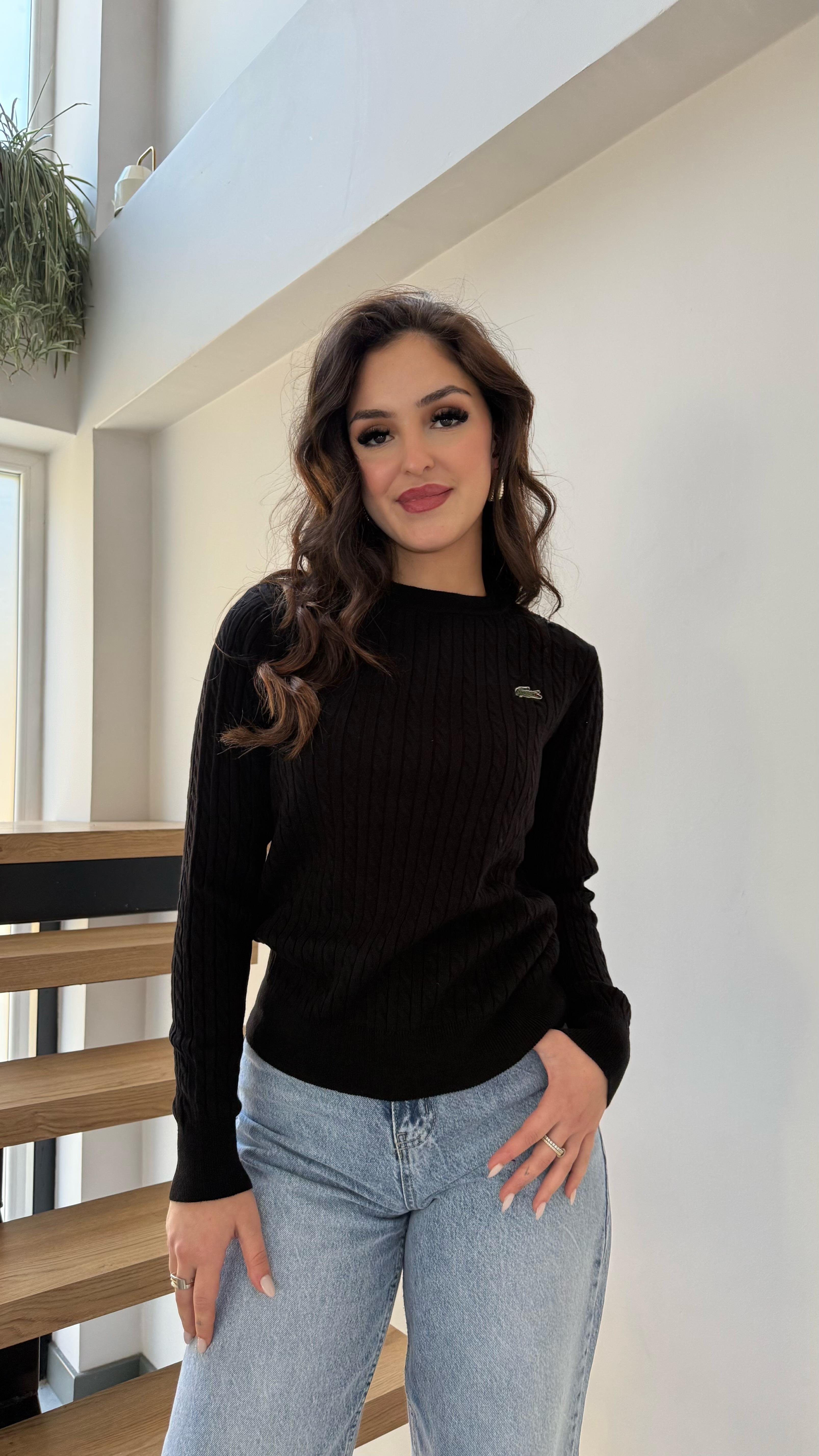 Lacost. Örgü Kazak Siyah